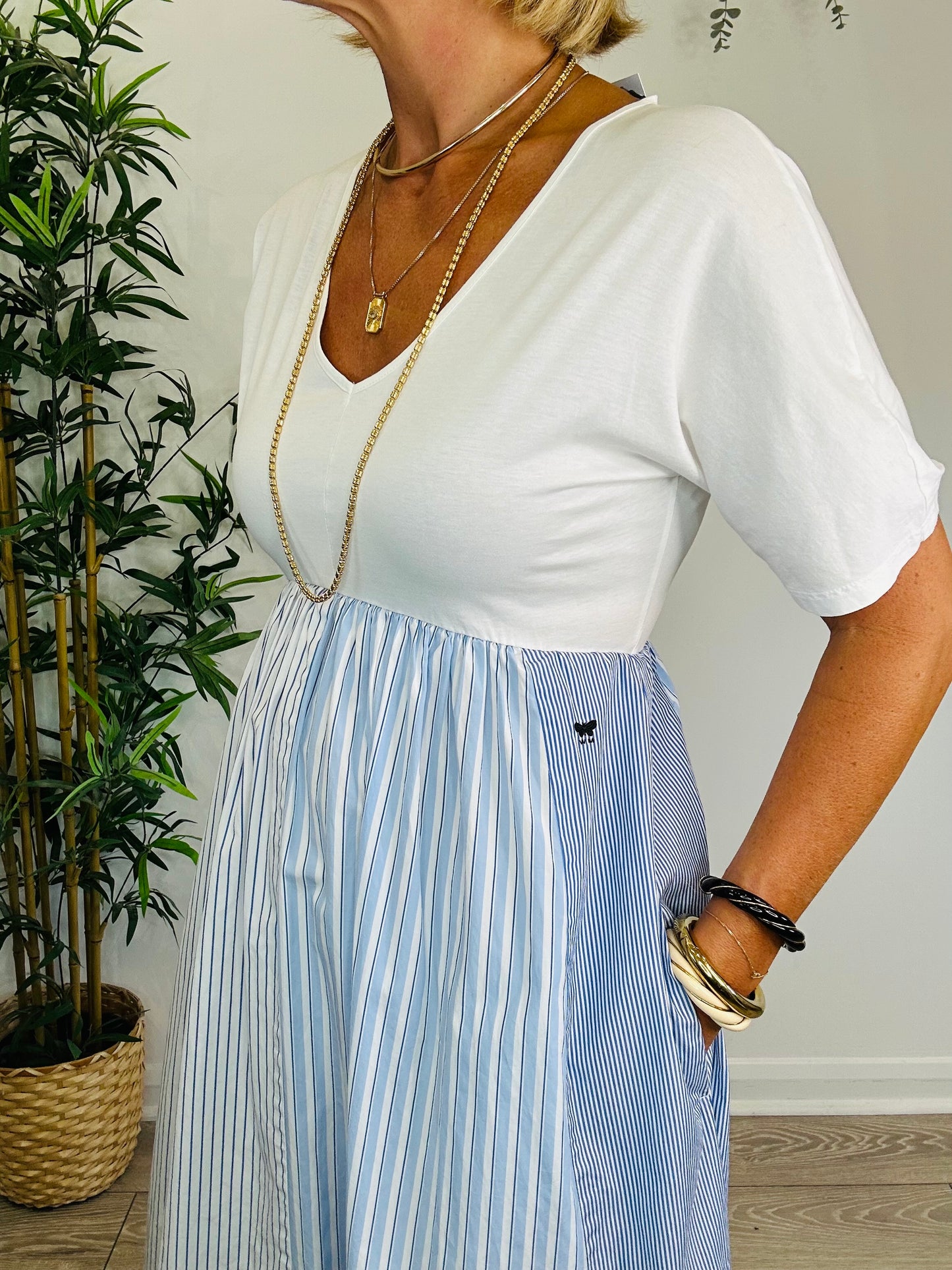 Striped Cotton Dress - Size S