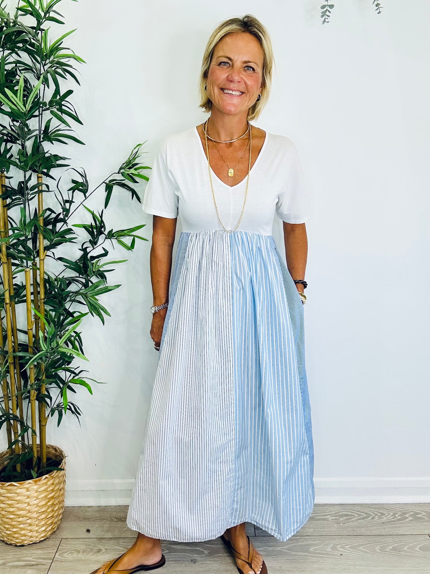 Striped Cotton Dress - Size S
