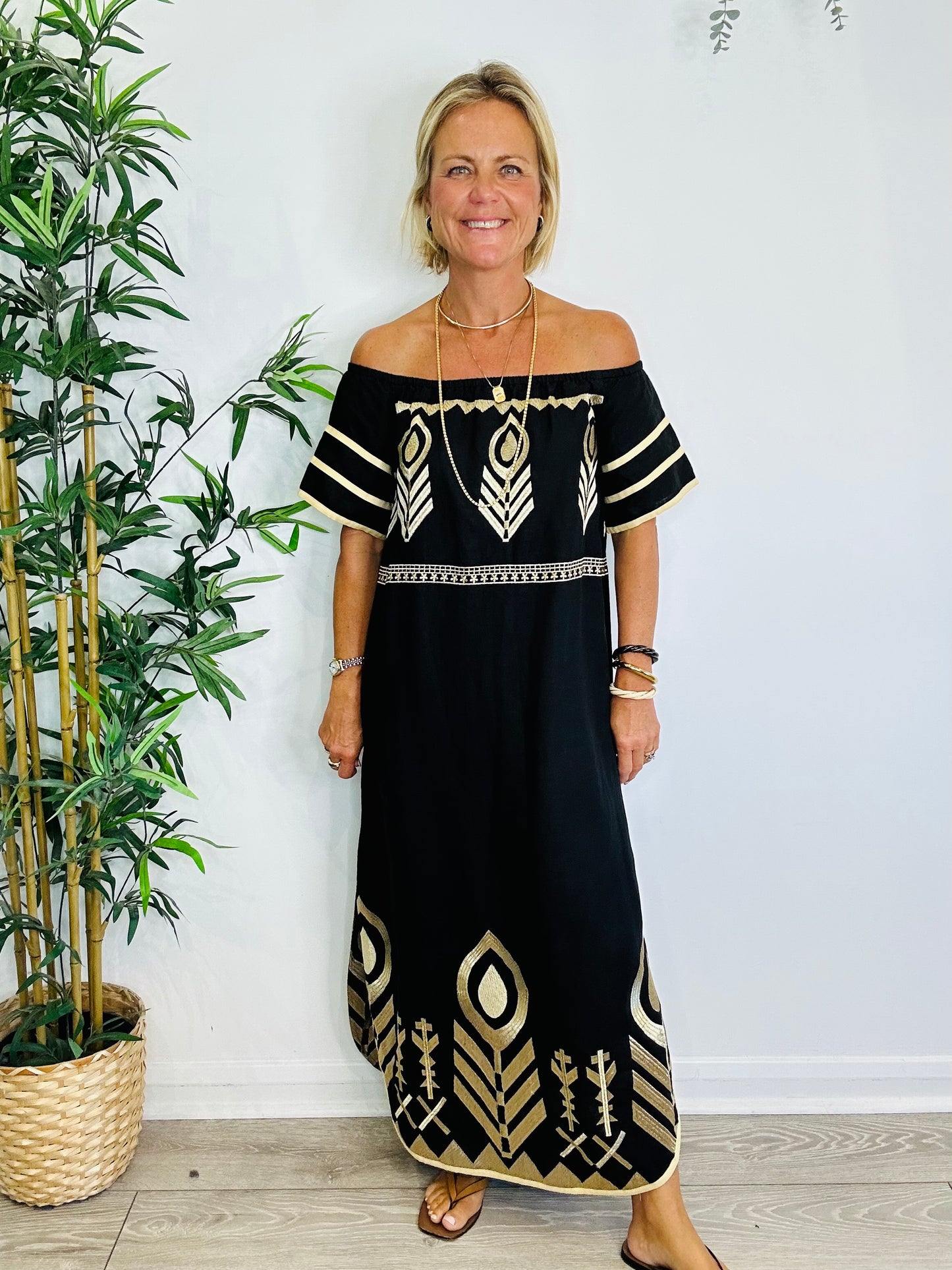 Embroidered Linen Dress - Size XS