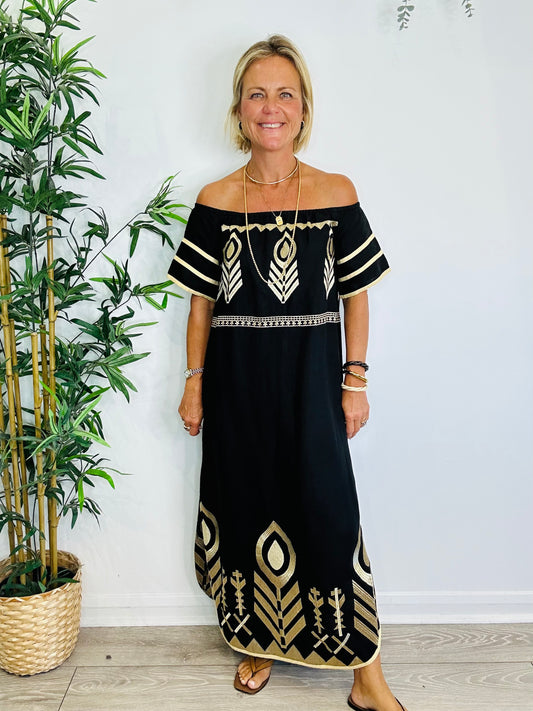 Embroidered Linen Dress - Size XS