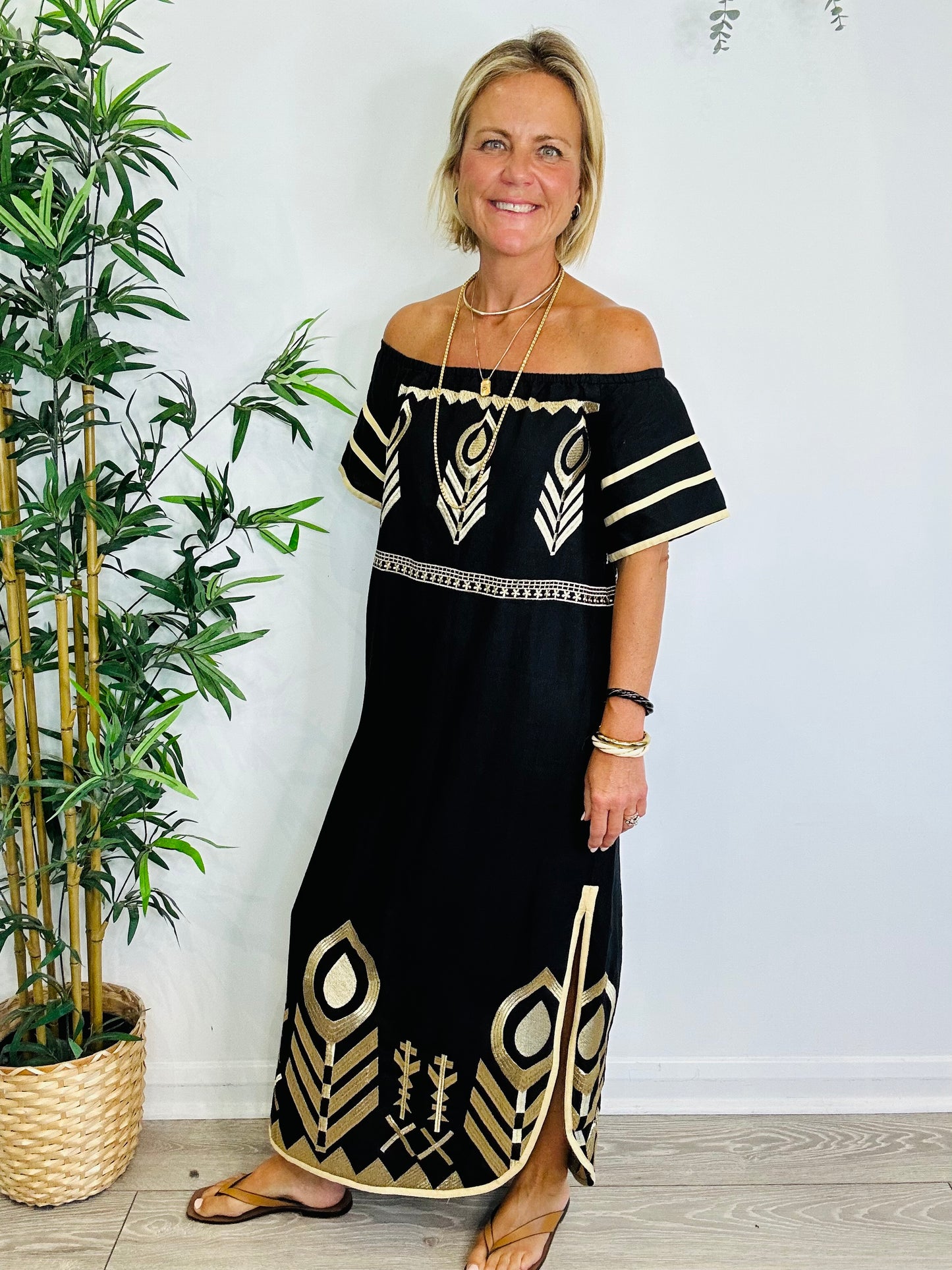 Embroidered Linen Dress - Size XS