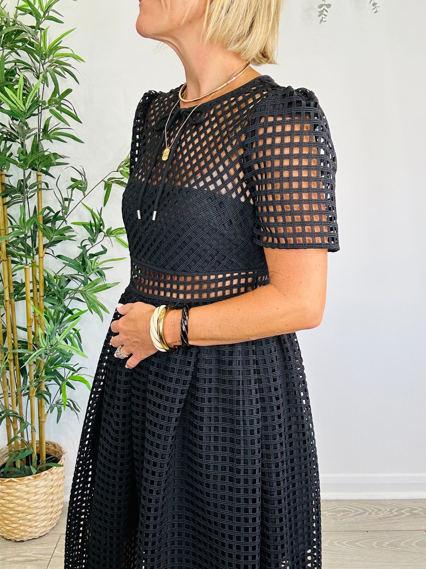 Grid Lace Midi Dress - Size 12