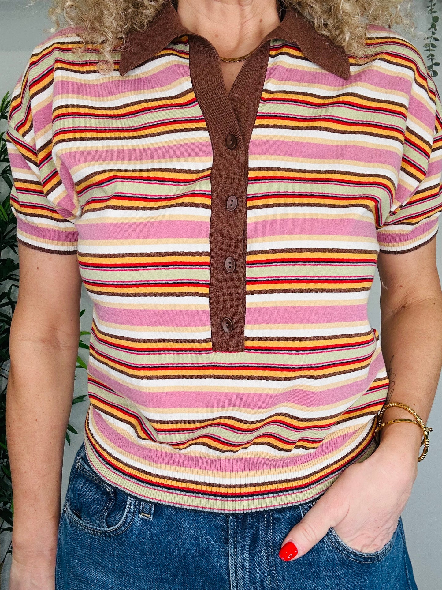 Striped Polo Top - Size 12