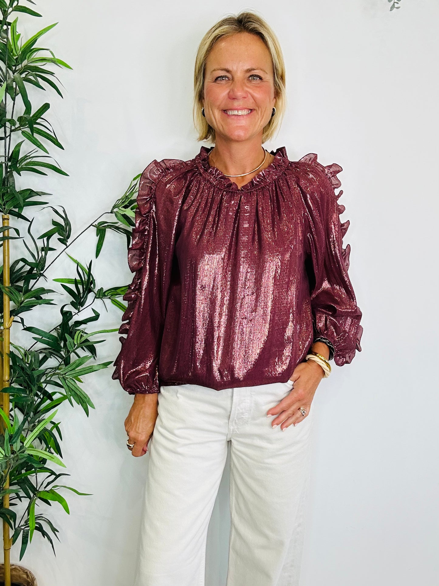 Metallic Frill Blouse - Size 3