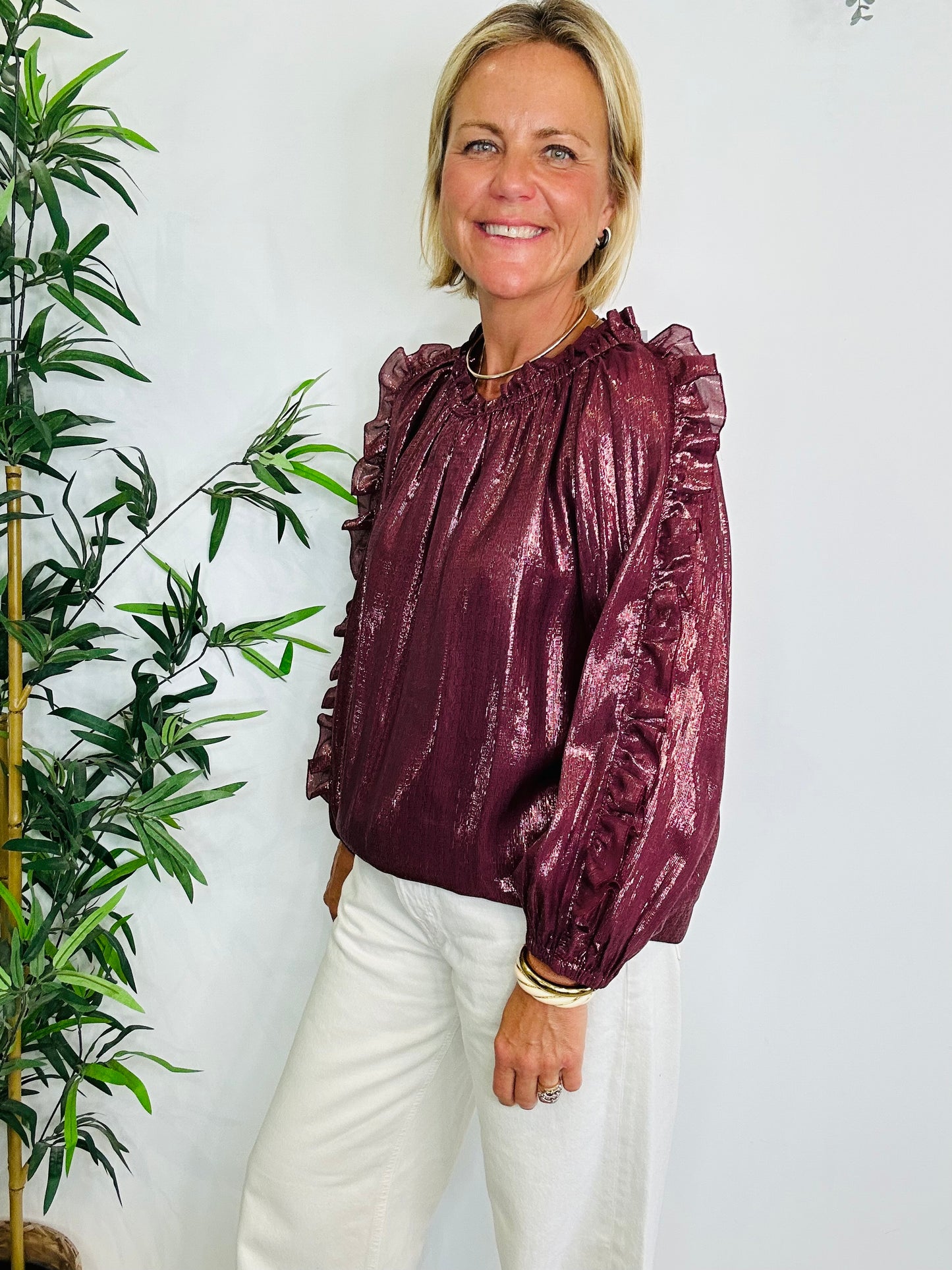 Metallic Frill Blouse - Size 3