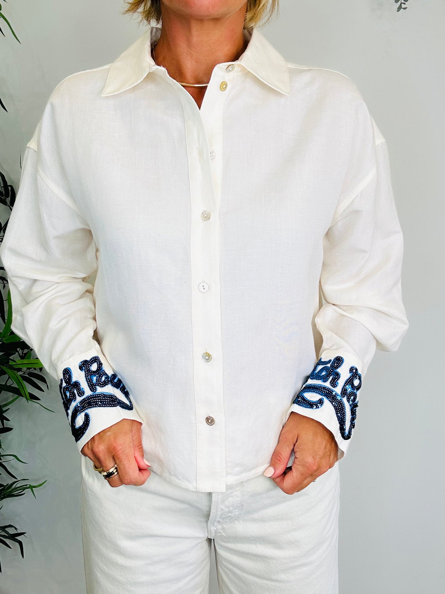 Linen Match Point Shirt - Size 36