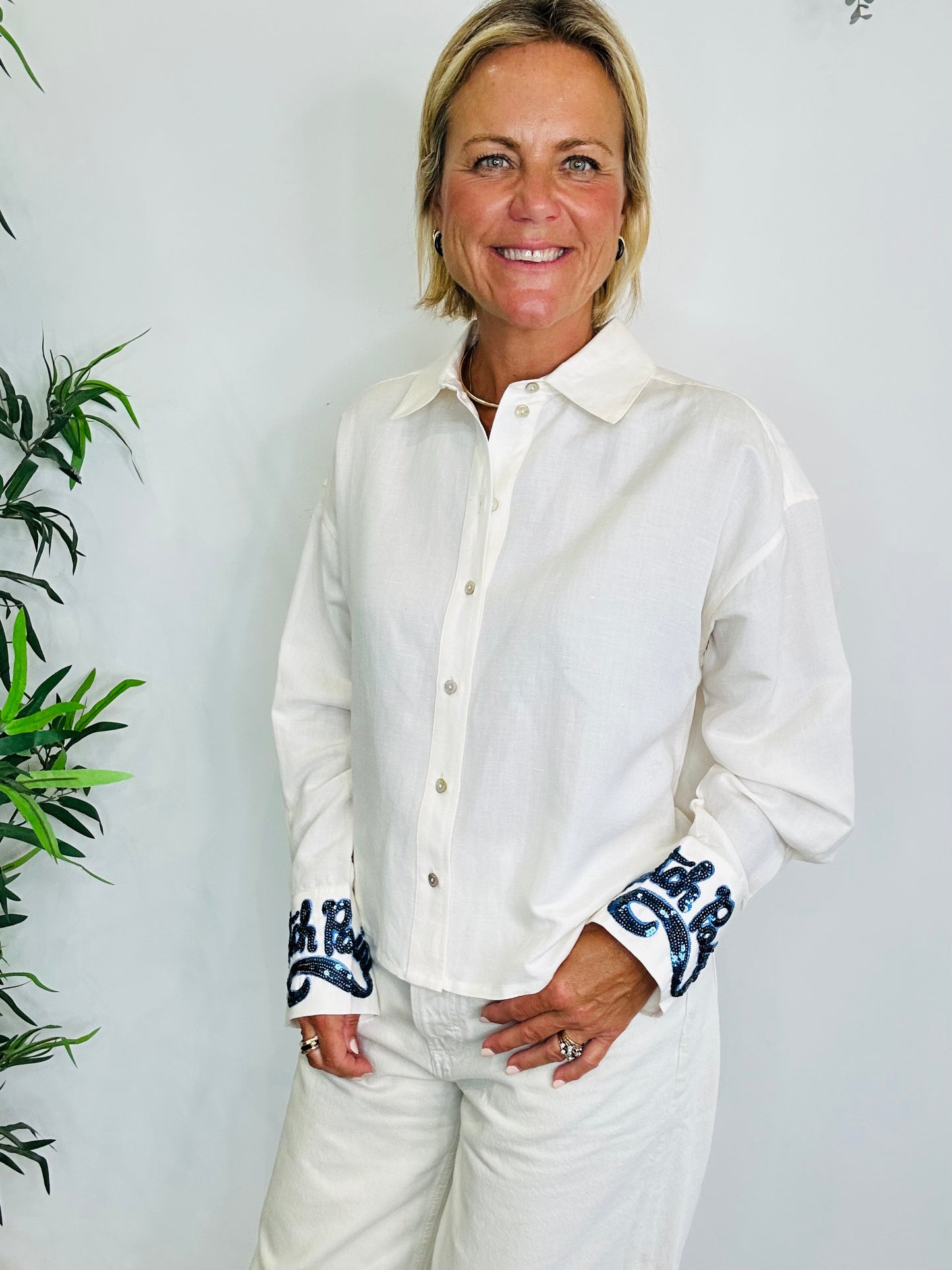Linen Match Point Shirt - Size 36