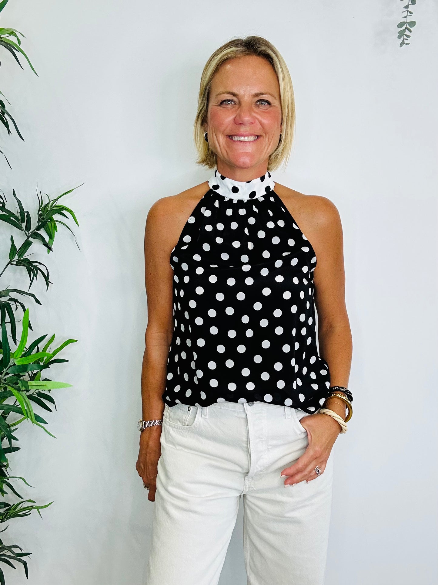 Silk Halterneck Top - Size XS