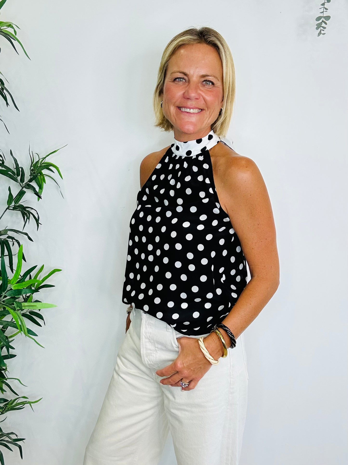 Silk Halterneck Top - Size XS