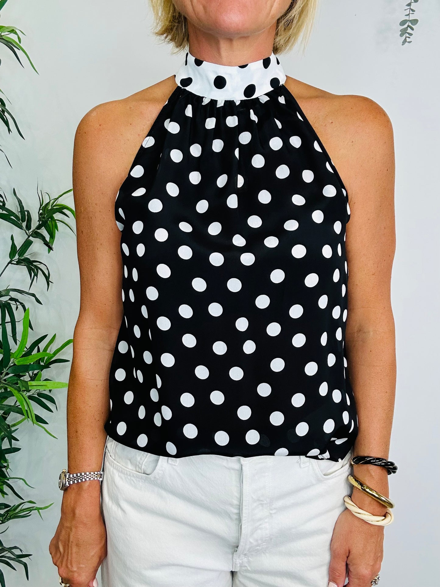 Silk Halterneck Top - Size XS