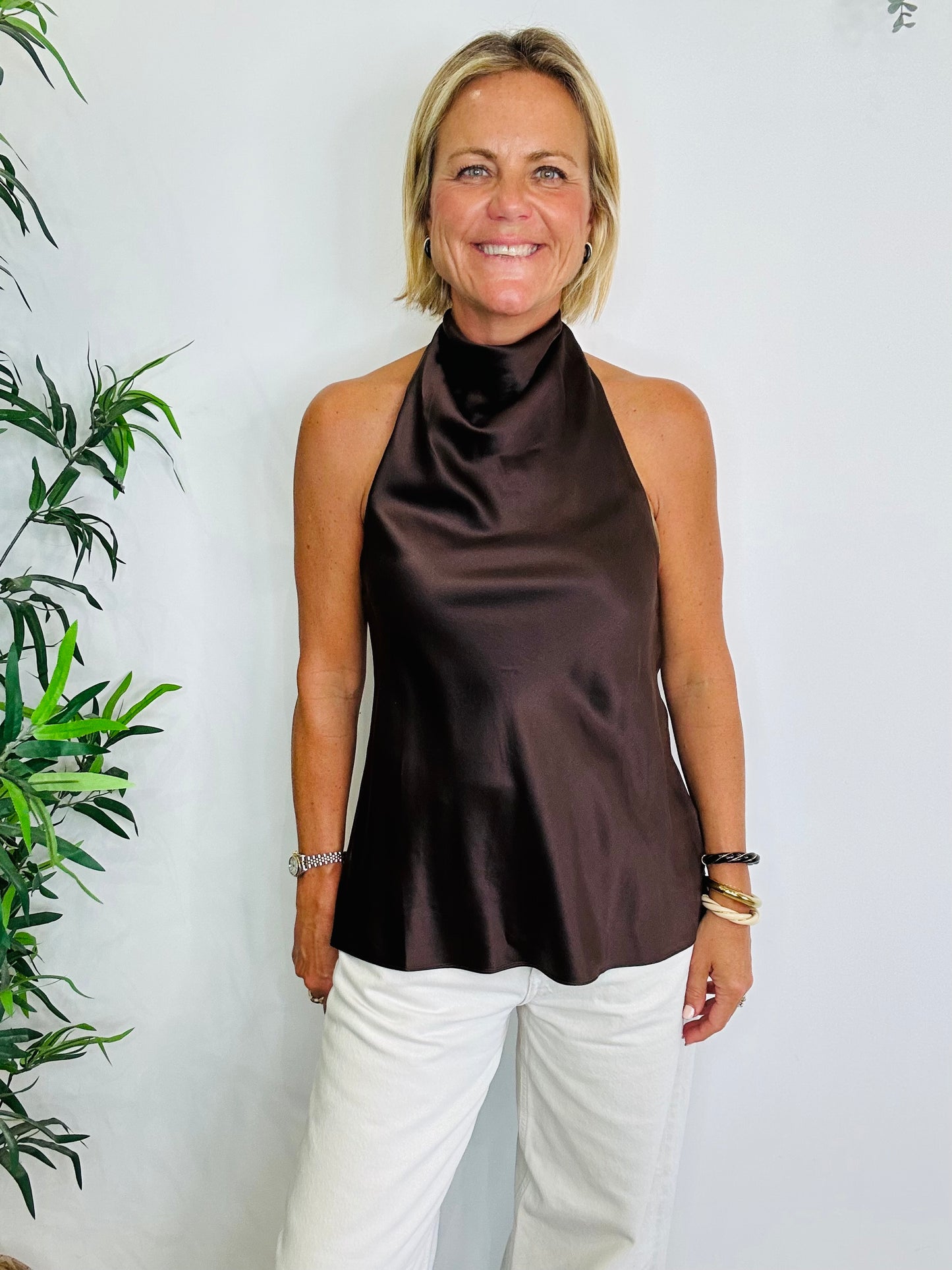 Silk Halterneck Top - Size 10