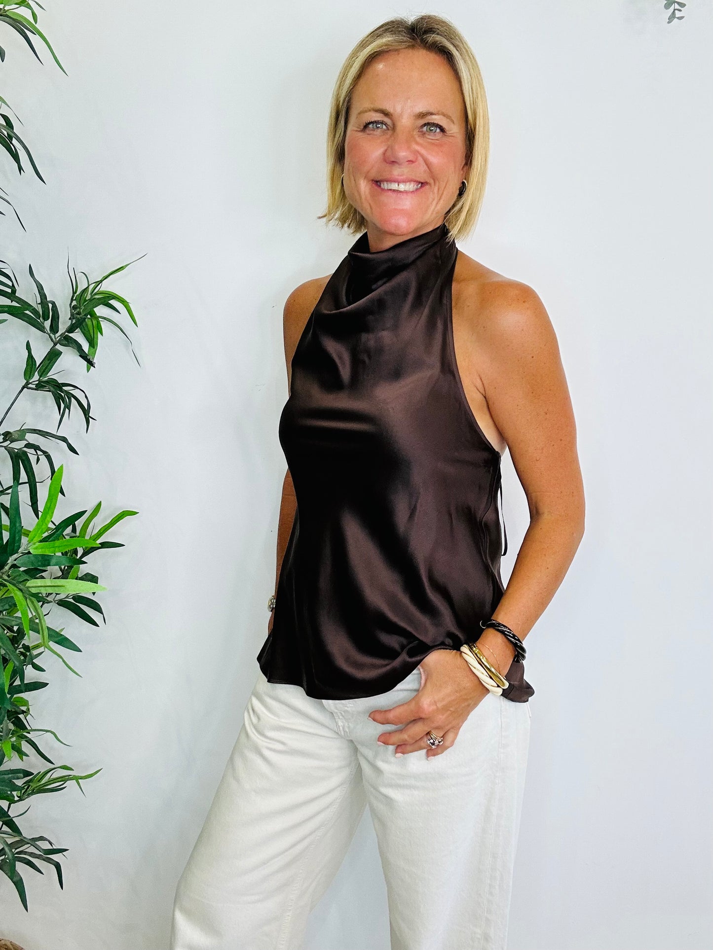 Silk Halterneck Top - Size 10