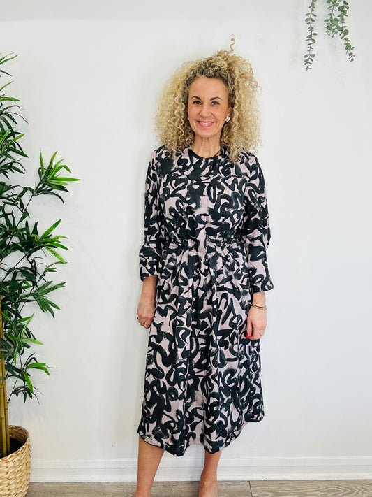 Patterned Shirt Dress - Size S