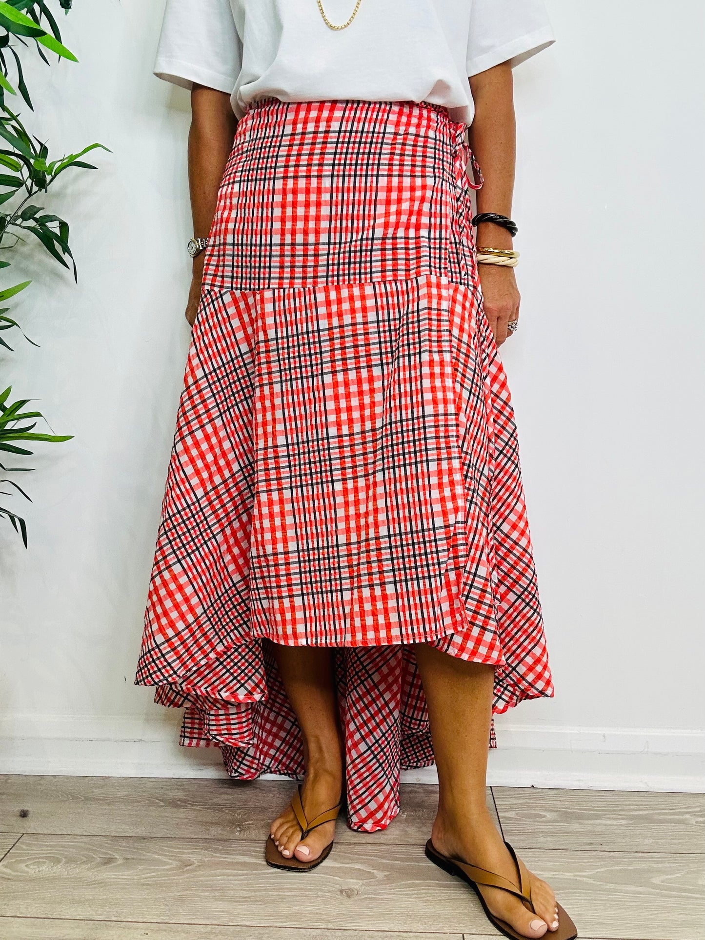 Check Wrap Skirt - Size 42