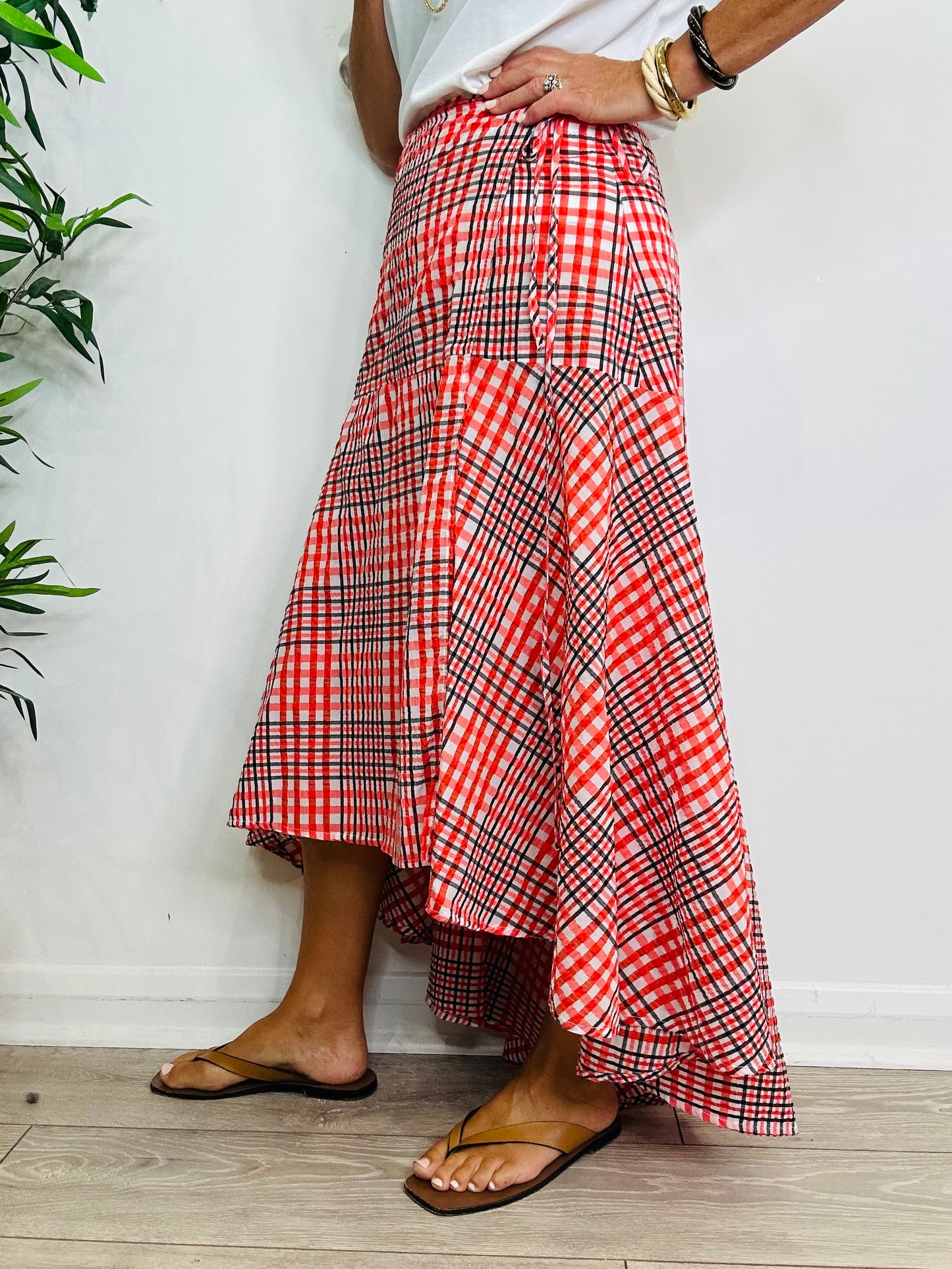 Check Wrap Skirt - Size 42