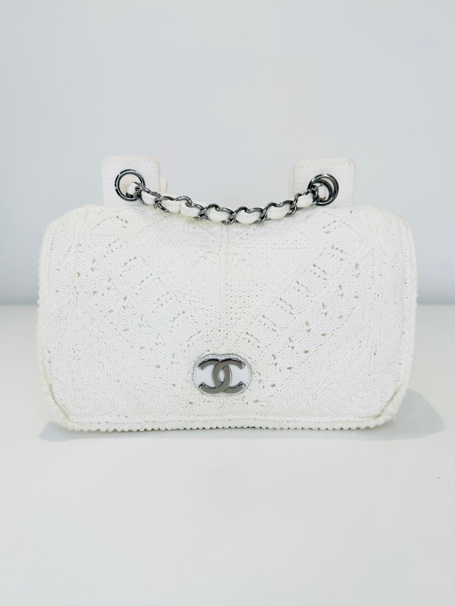Crochet Knit Classic Flap Bag