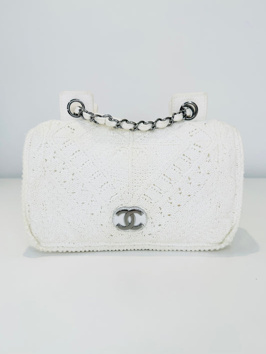 Crochet Knit Classic Flap Bag