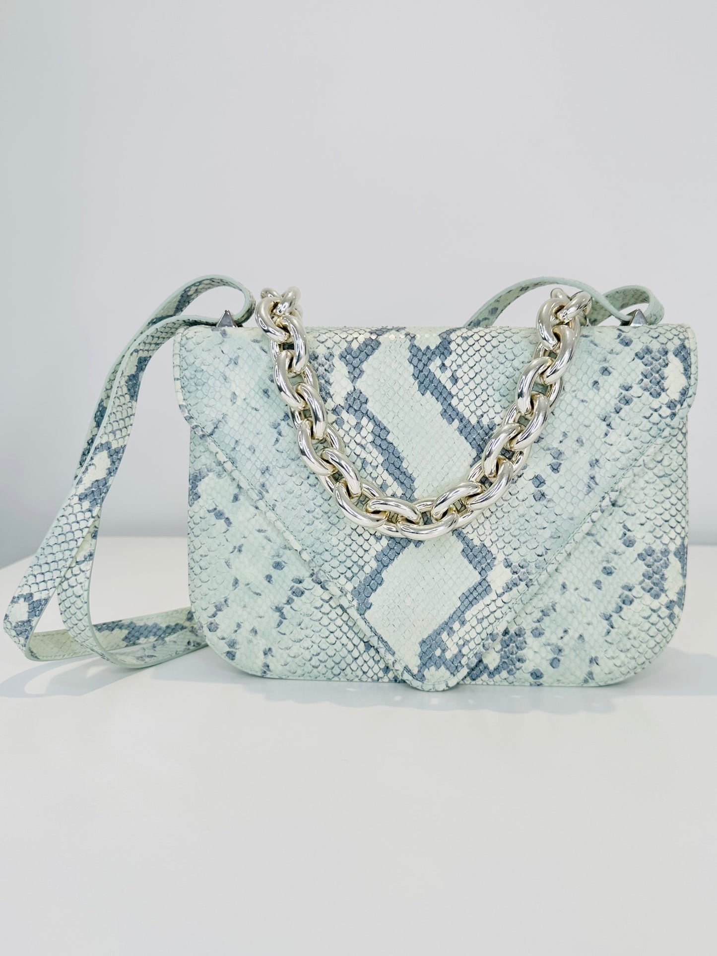 Snakeskin Embossed Leather Mount Envelope Bag