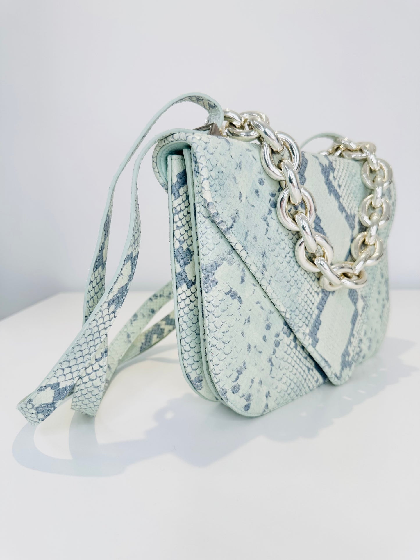 Snakeskin Embossed Leather Mount Envelope Bag