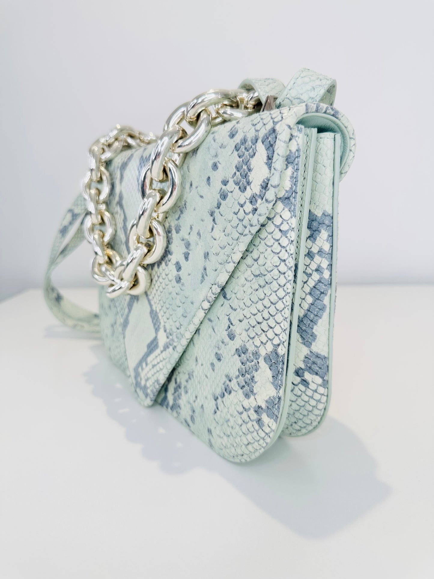 Snakeskin Embossed Leather Mount Envelope Bag