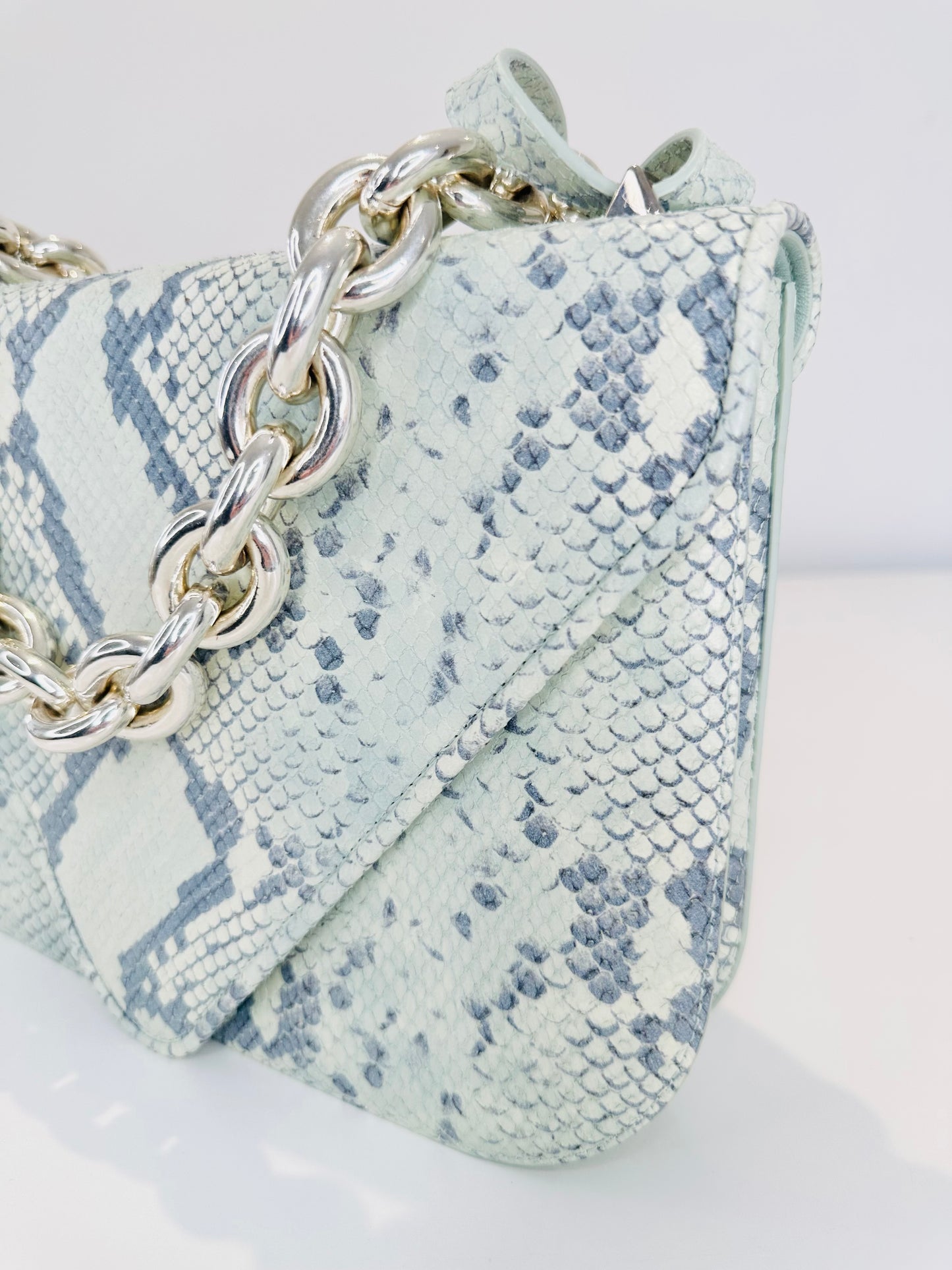 Snakeskin Embossed Leather Mount Envelope Bag