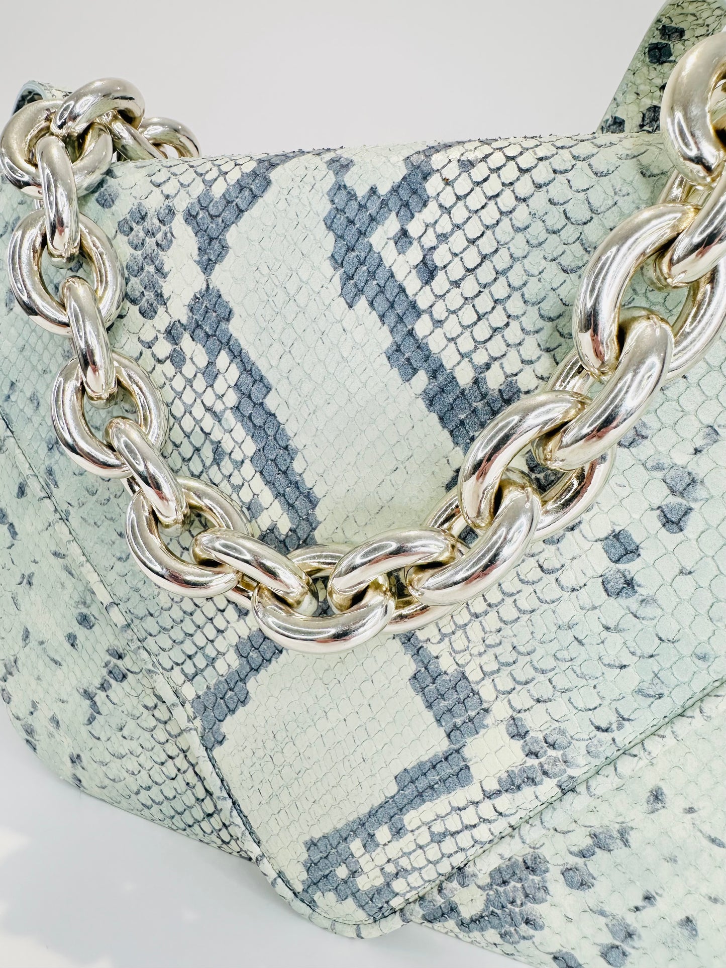Snakeskin Embossed Leather Mount Envelope Bag