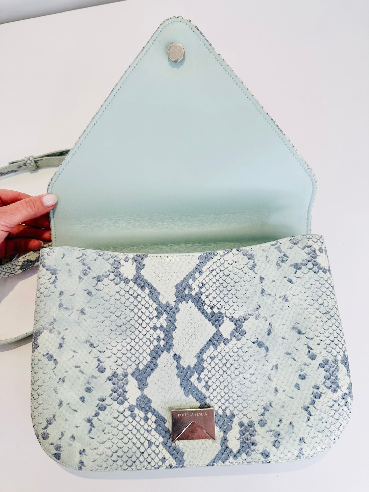 Snakeskin Embossed Leather Mount Envelope Bag