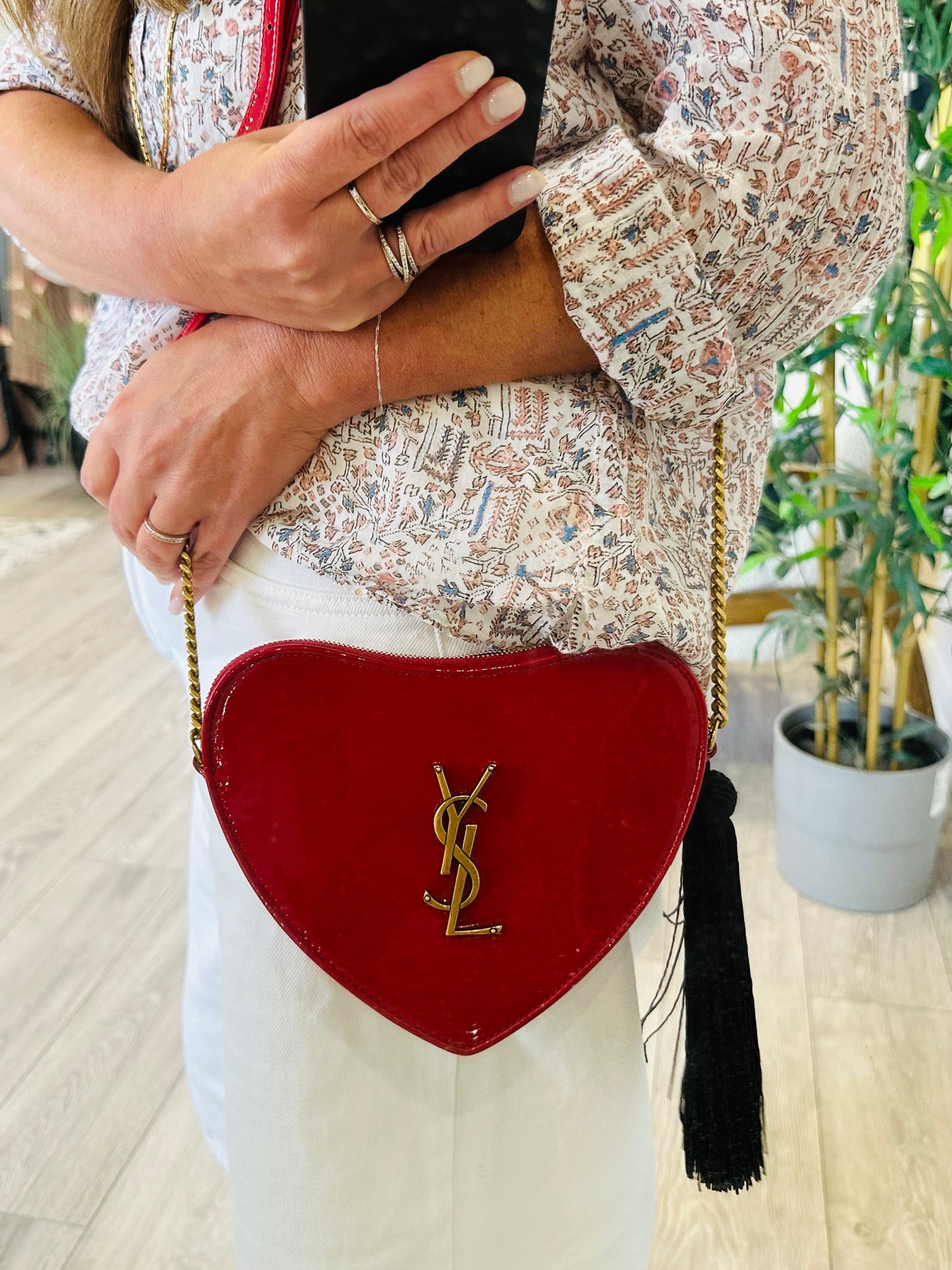 Small Patent Sac Coeur Crossbody Bag