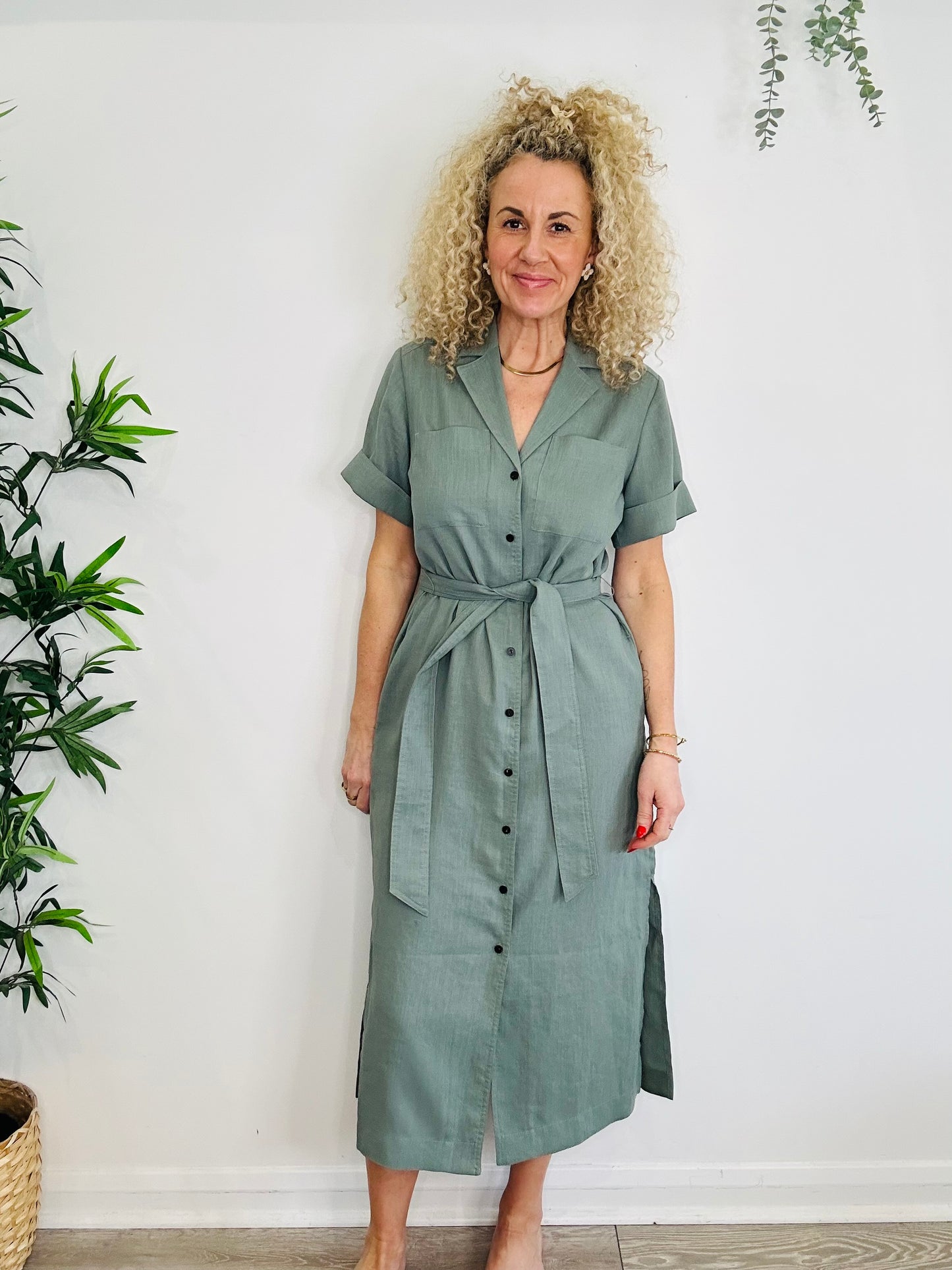 Belted Shirt Dress - Size 8