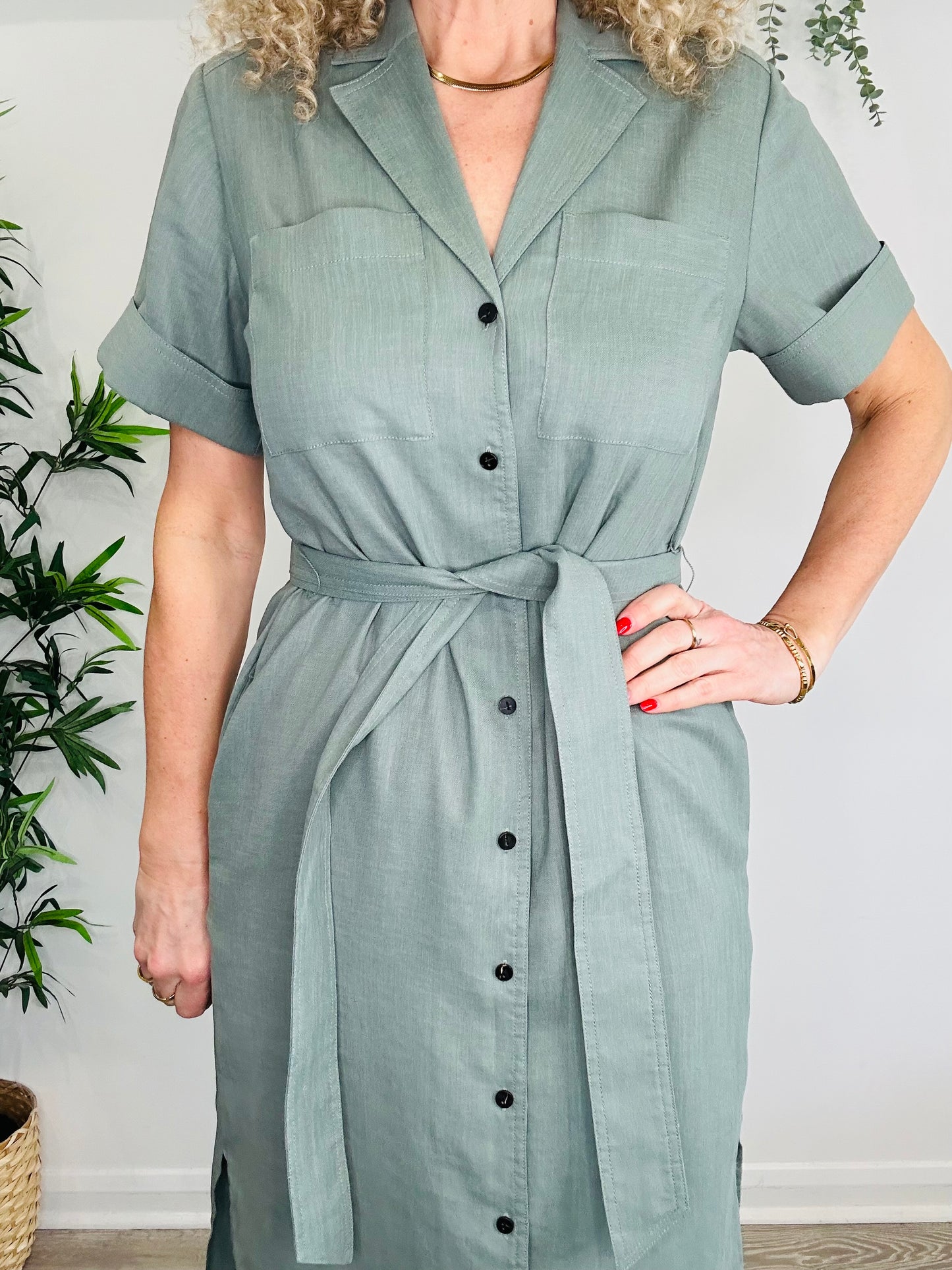 Belted Shirt Dress - Size 8