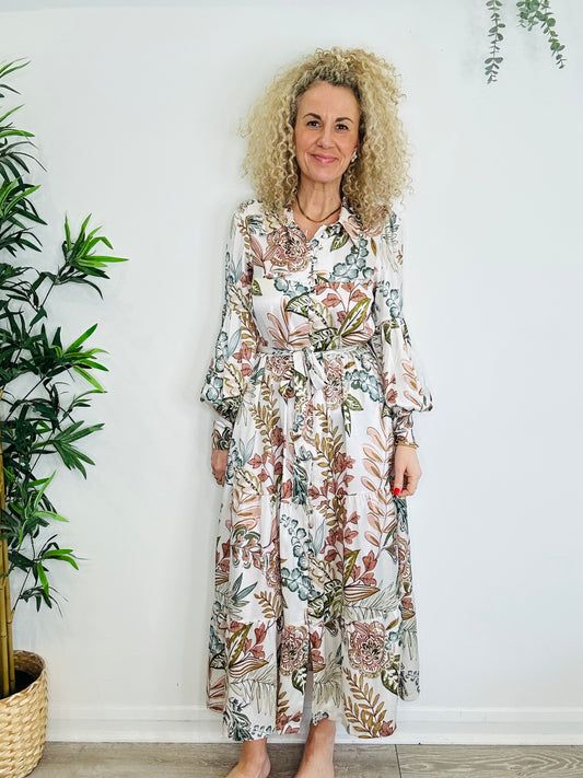 Floral Silk Dress - Size M