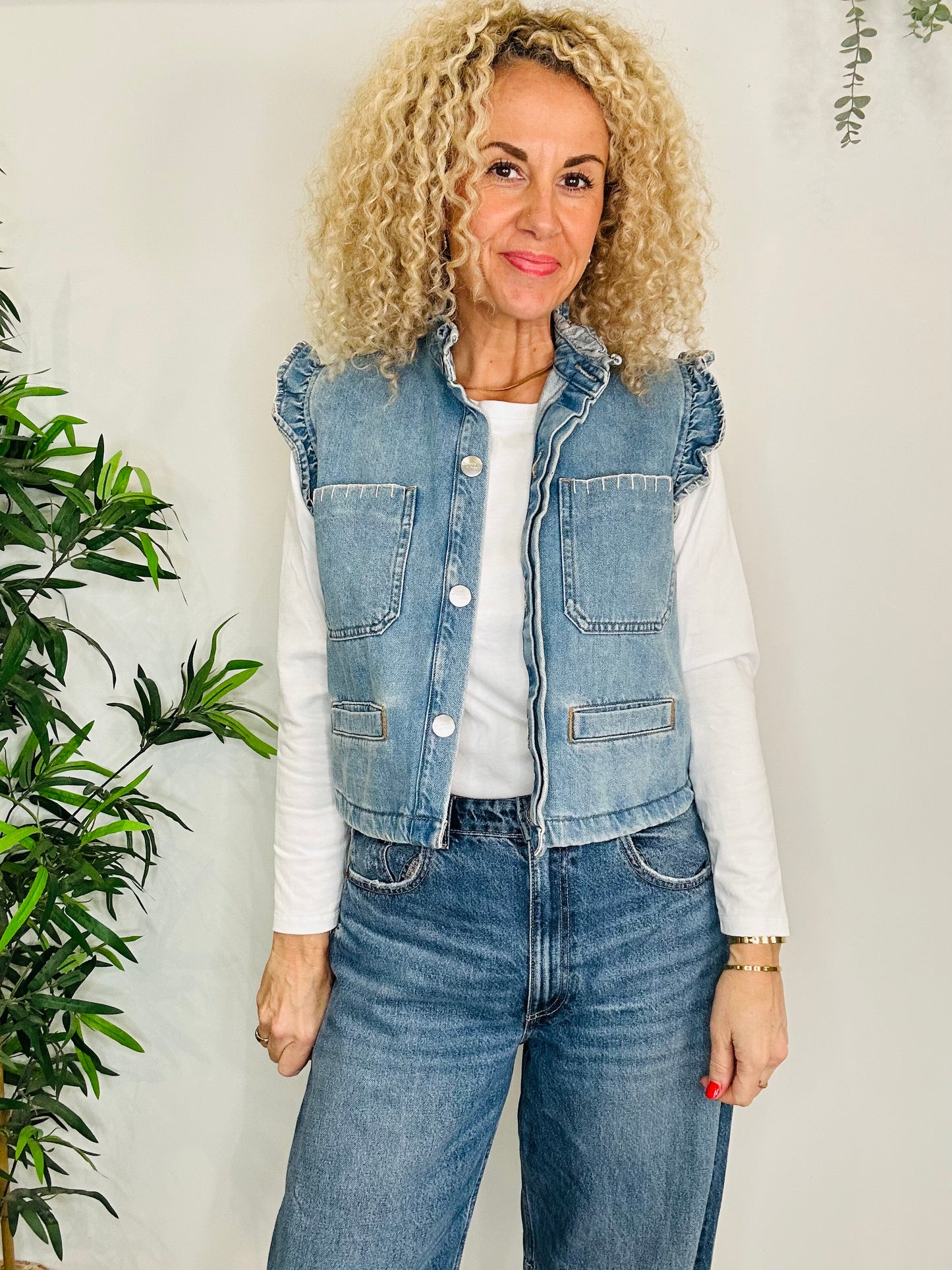 Denim Frill Waistcoat - Size 10