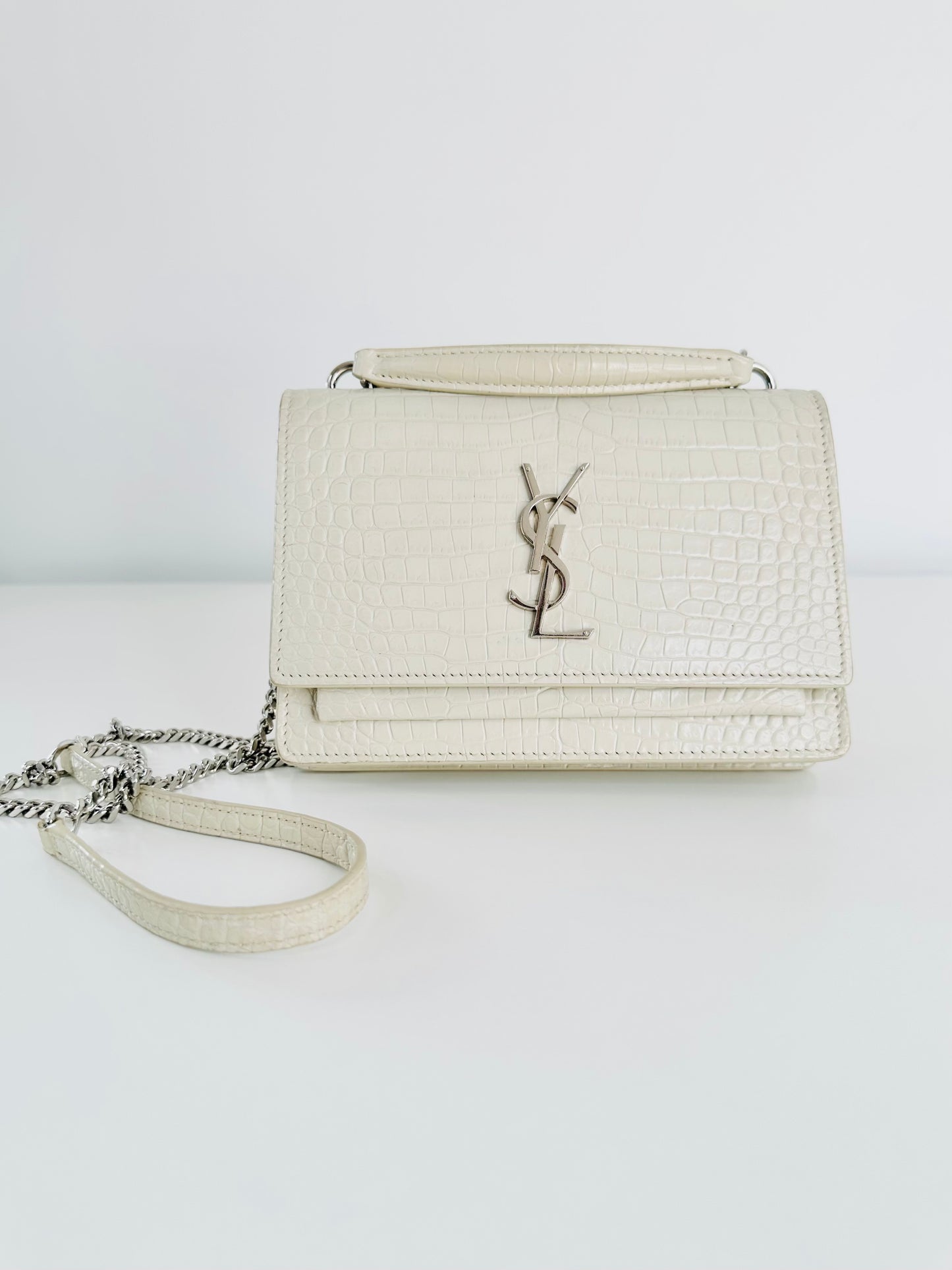 Croc Embossed Leather Sunset Wallet On Chain