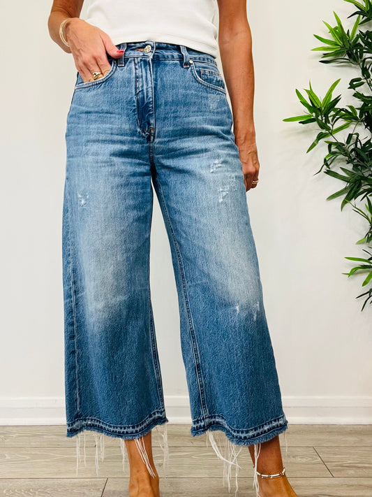 Cropped Wide Leg Jeans - Size 27