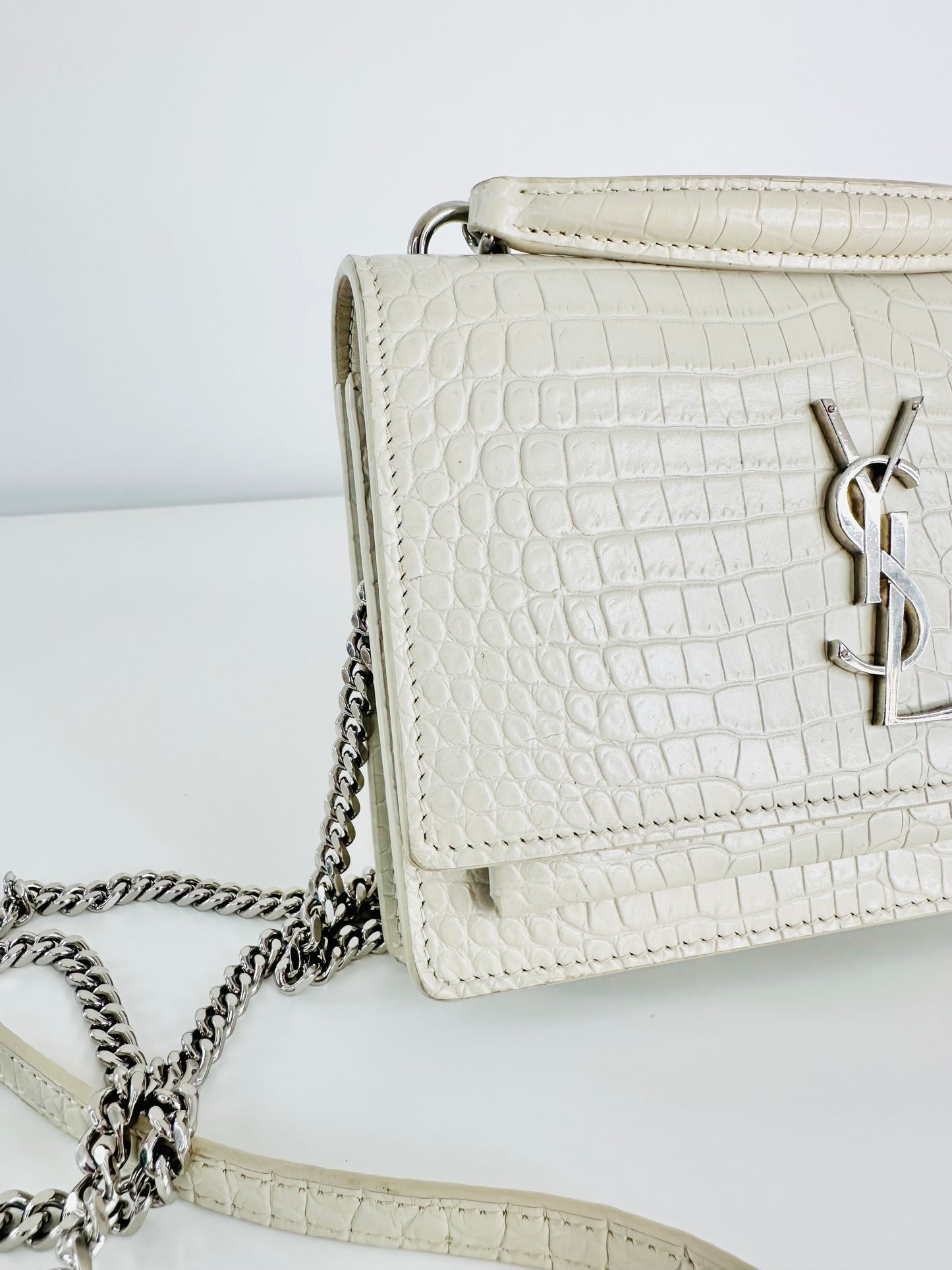 Croc Embossed Leather Sunset Wallet On Chain