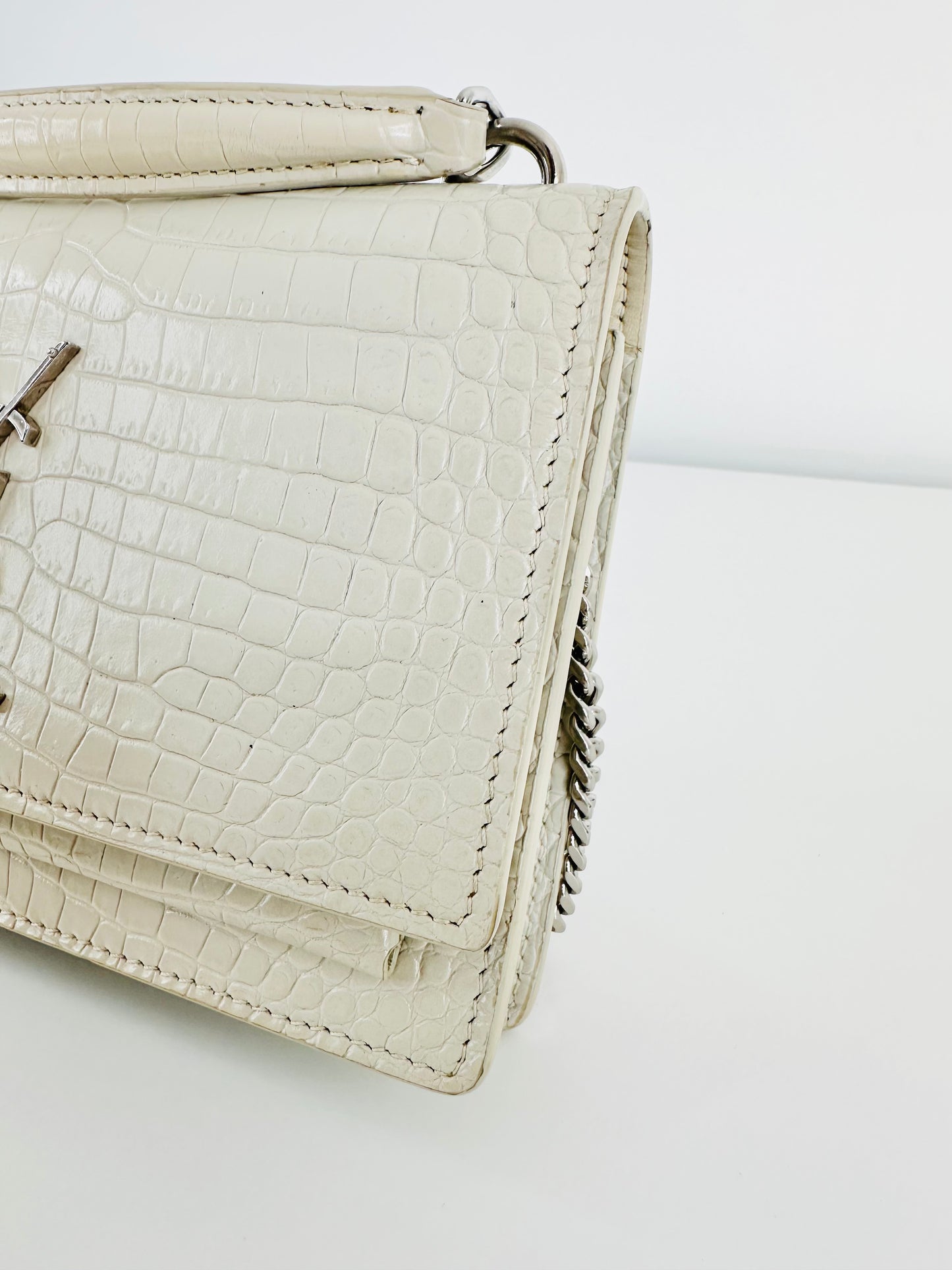 Croc Embossed Leather Sunset Wallet On Chain