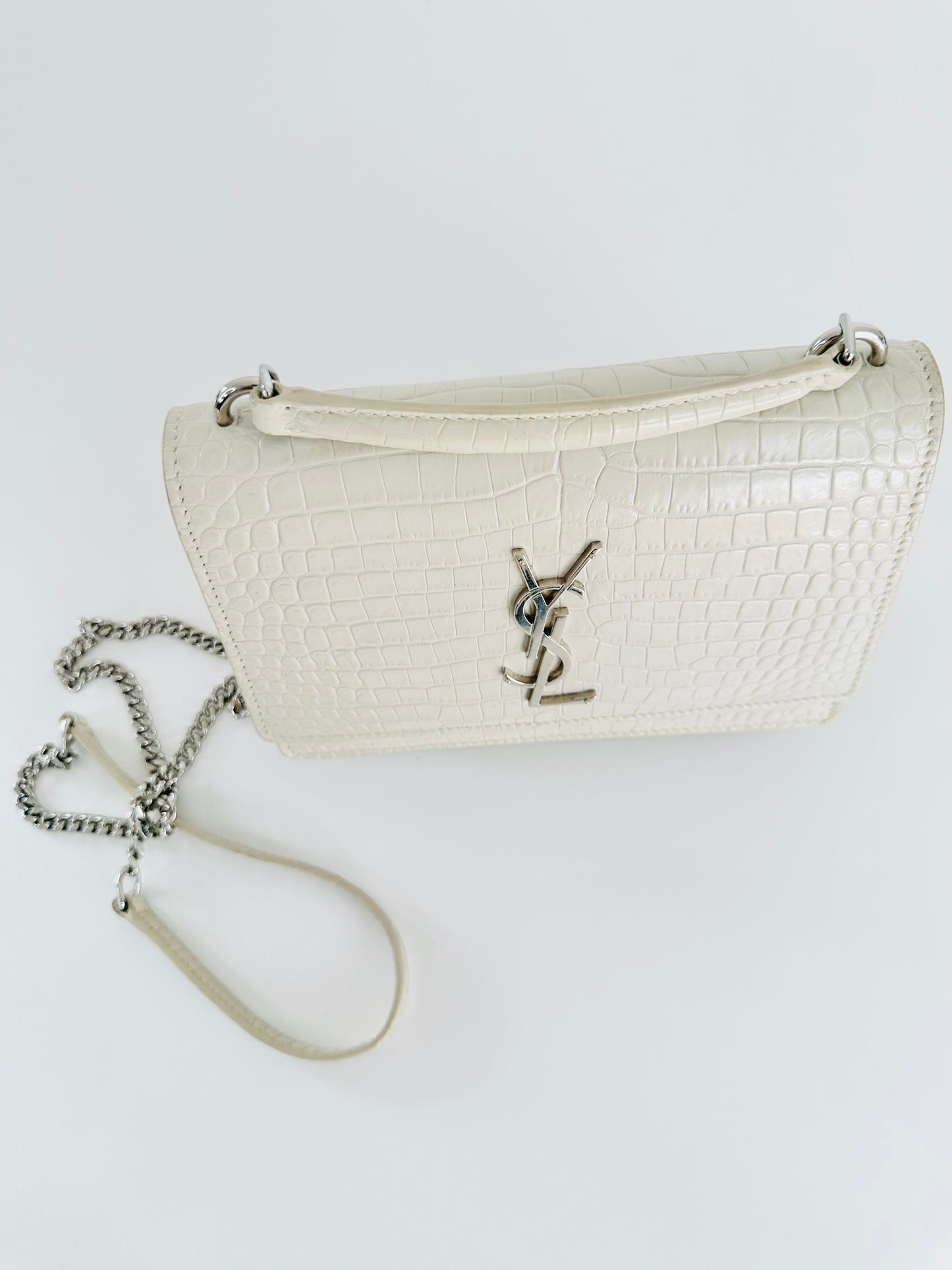 Croc Embossed Leather Sunset Wallet On Chain