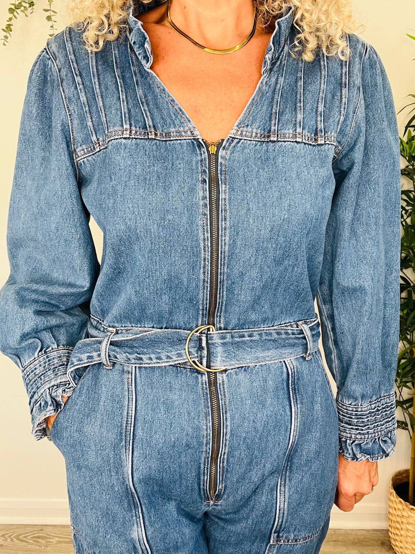 Edna Denim Jumpsuit - Size XL
