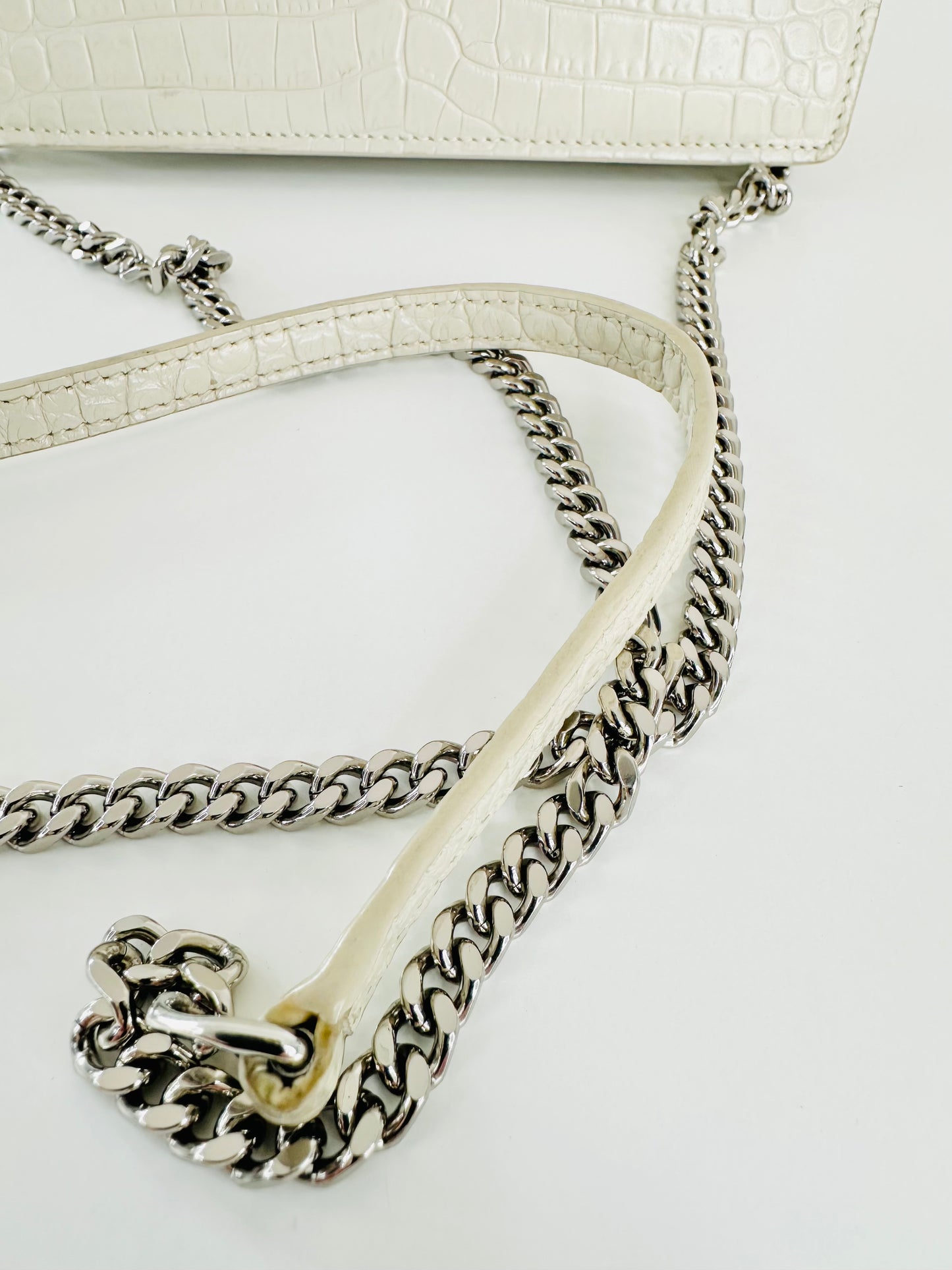 Croc Embossed Leather Sunset Wallet On Chain