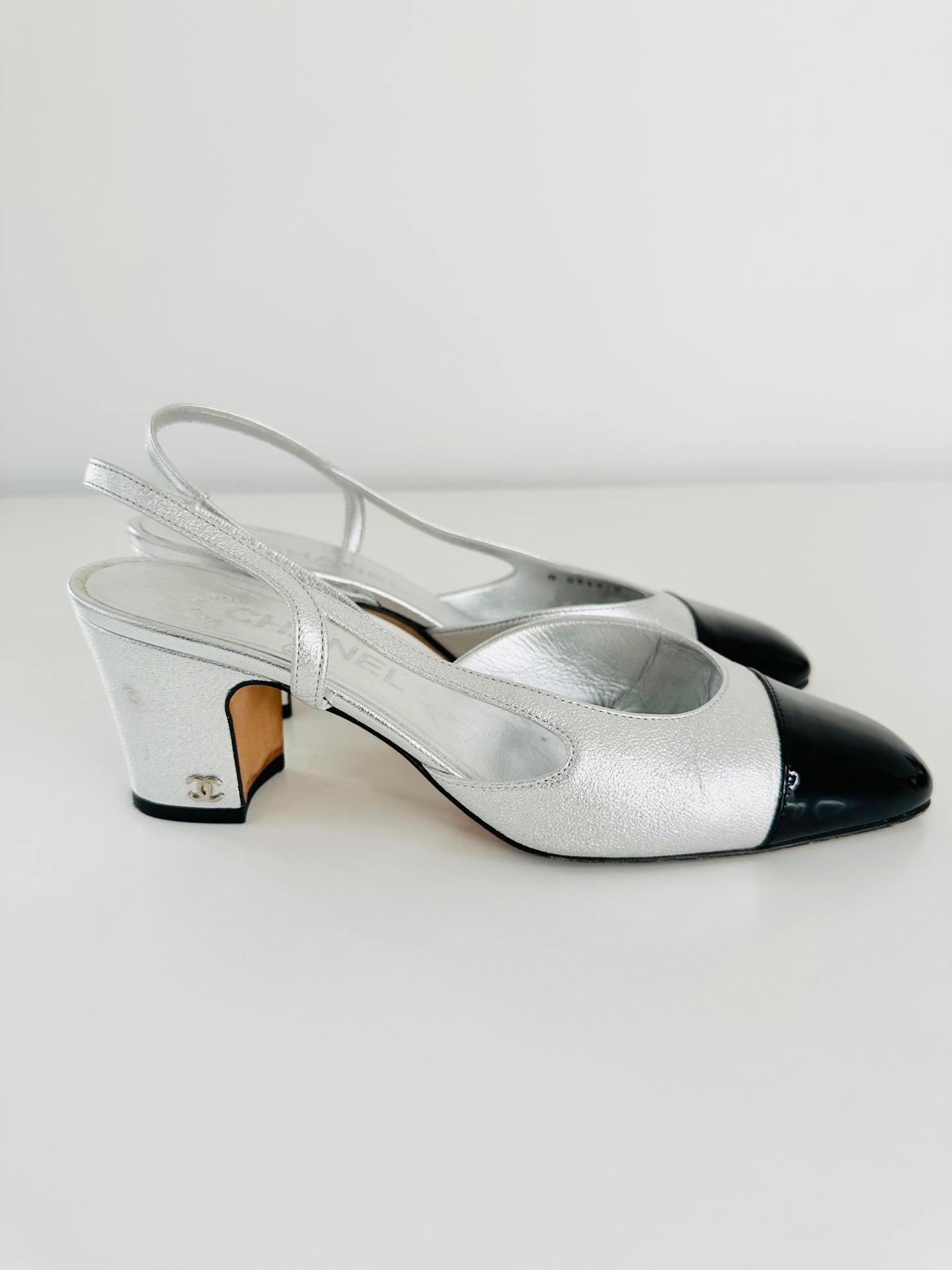 Leather Slingback Pumps - Size 38