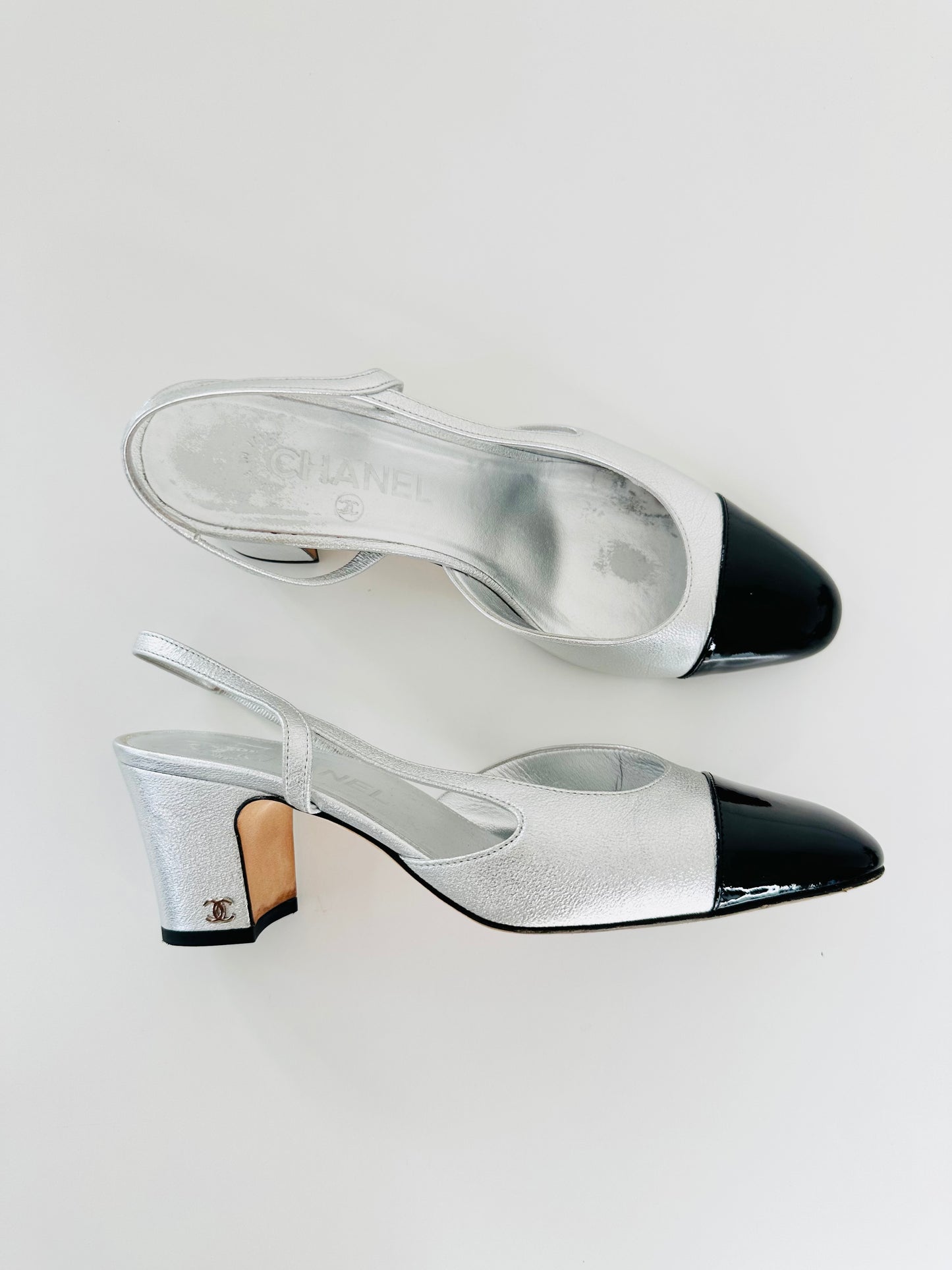 Leather Slingback Pumps - Size 38