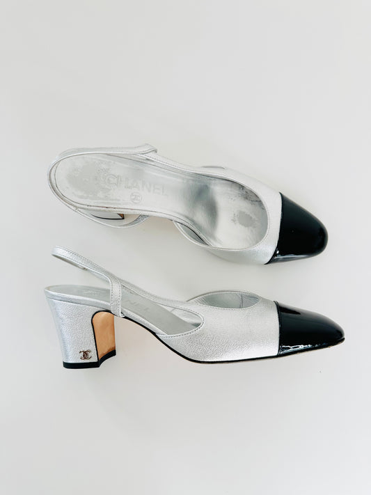 Leather Slingback Pumps - Size 38