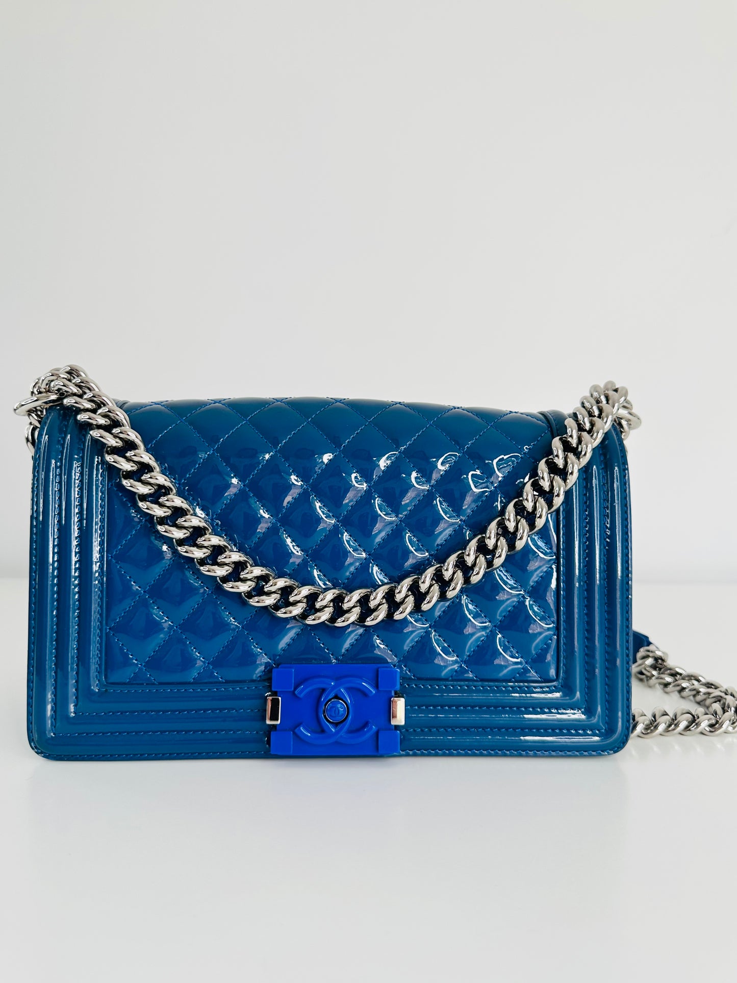 Patent Leather Medium Boy Bag