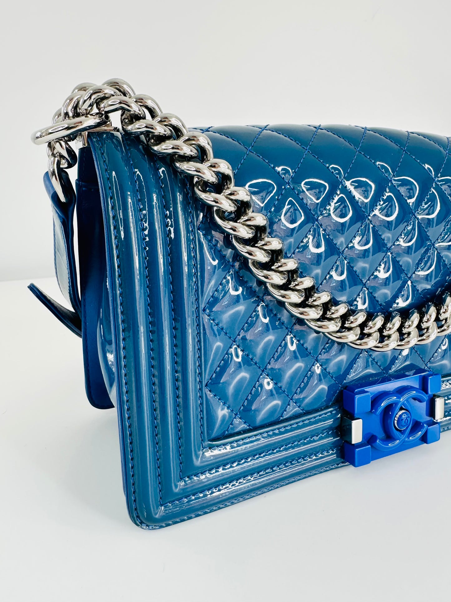 Patent Leather Medium Boy Bag
