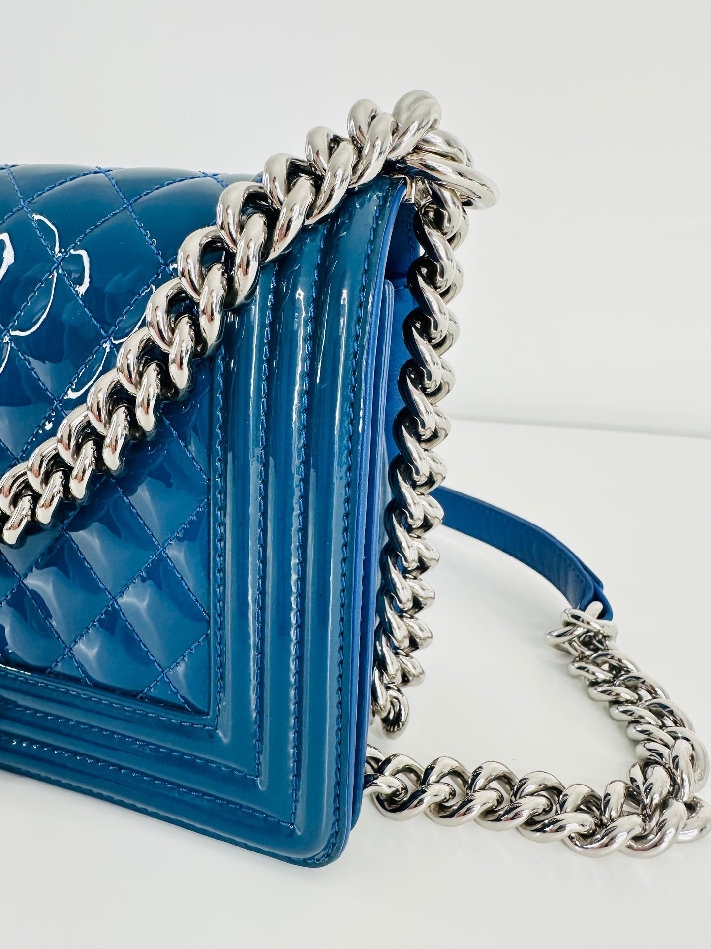 Patent Leather Medium Boy Bag
