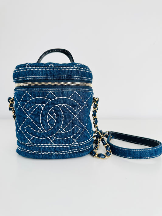 Quilted Denim Trip Vanity Case