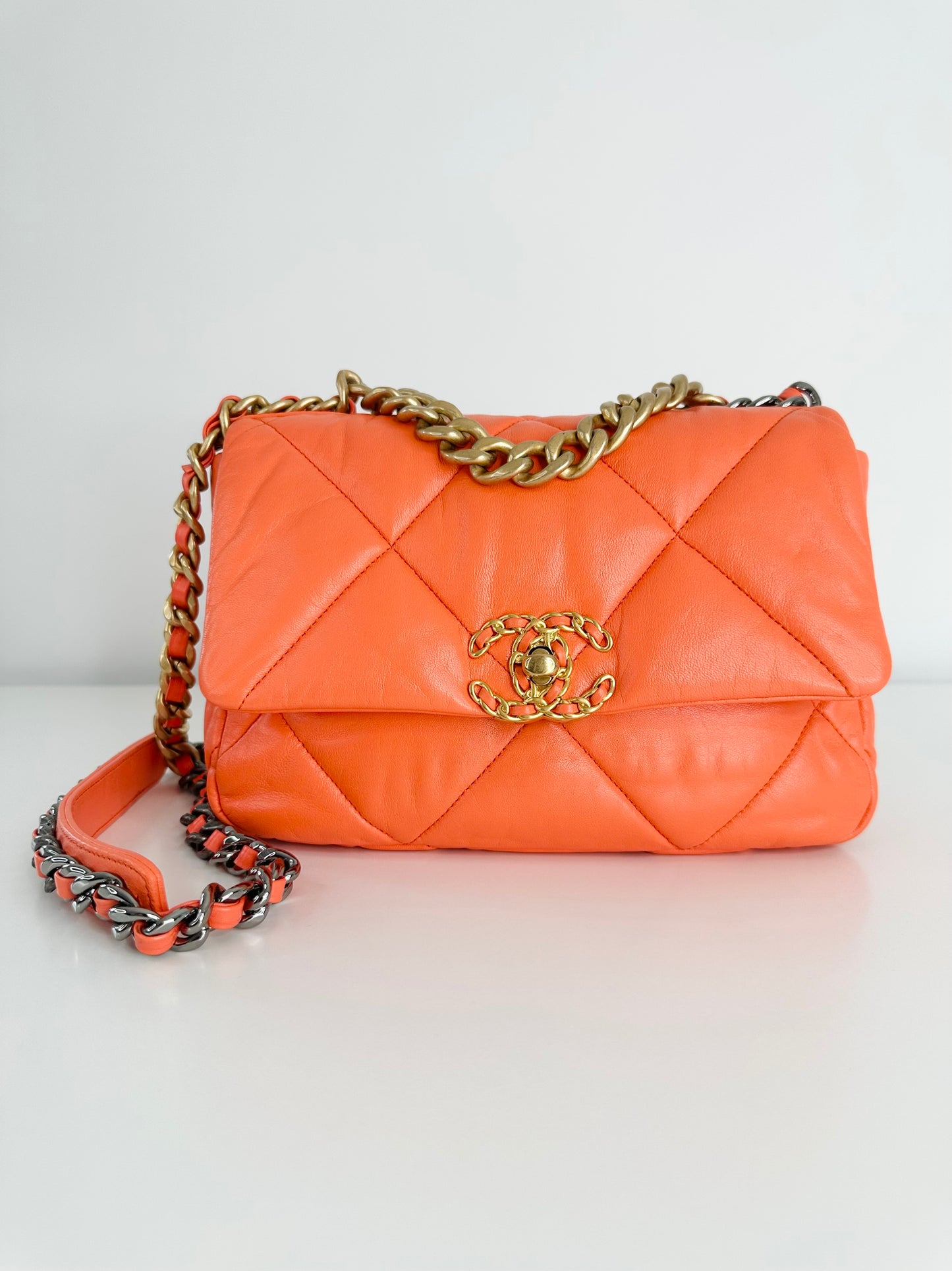 Quilted Lambskin Leather Small 19 Flap Bag