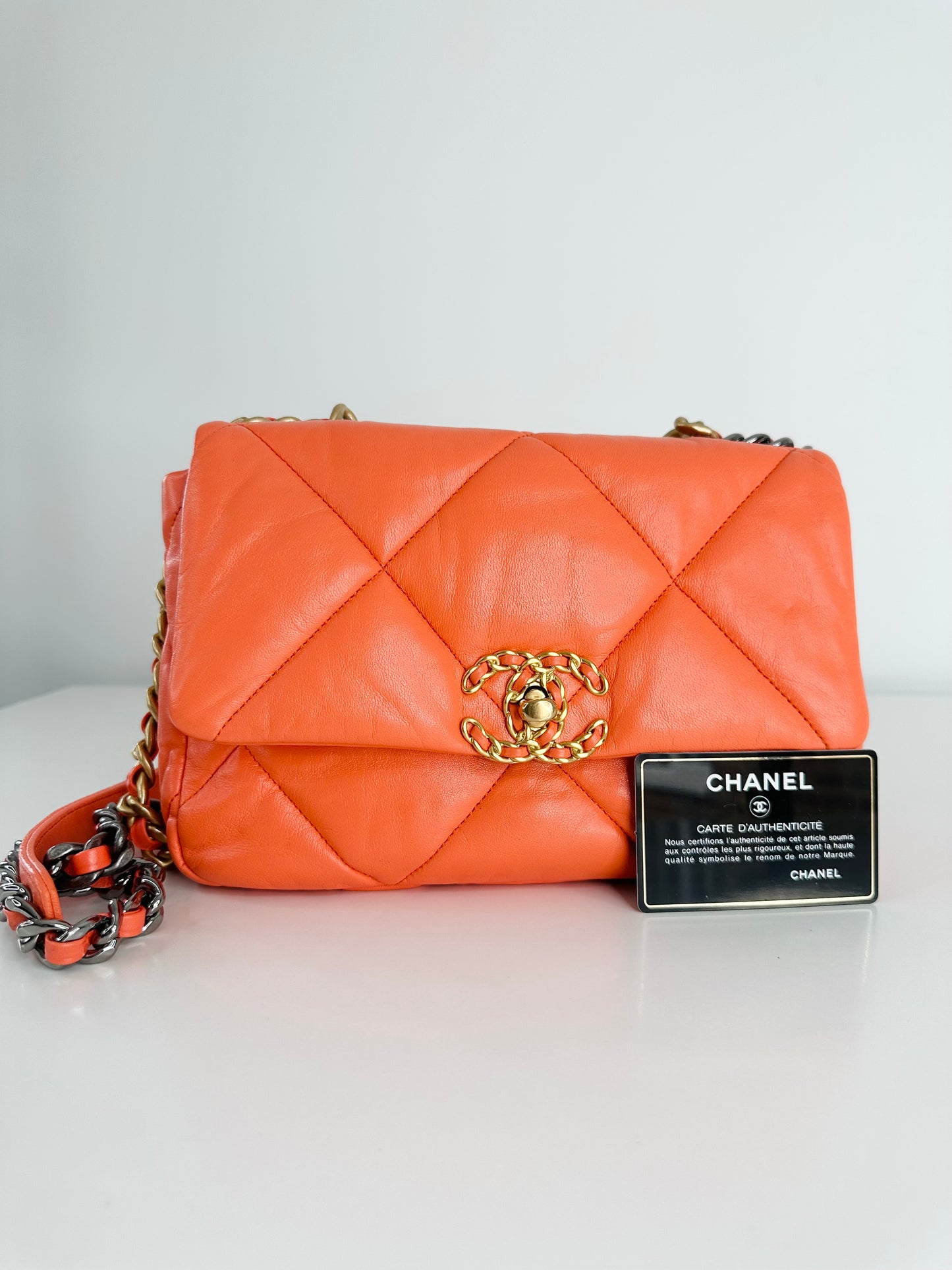 Quilted Lambskin Leather Small 19 Flap Bag