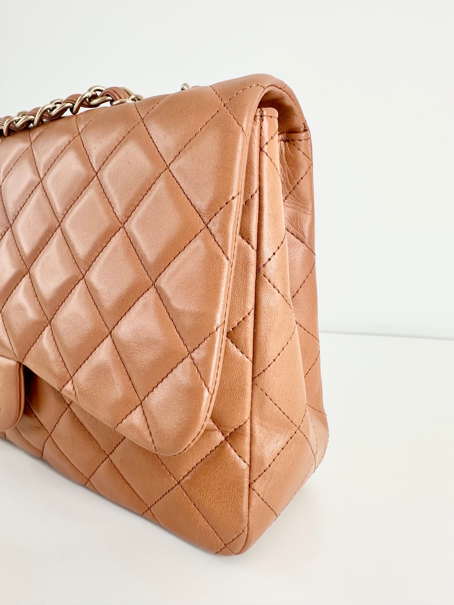 Quilted Lambskin Leather Jumbo Single Flap Bag
