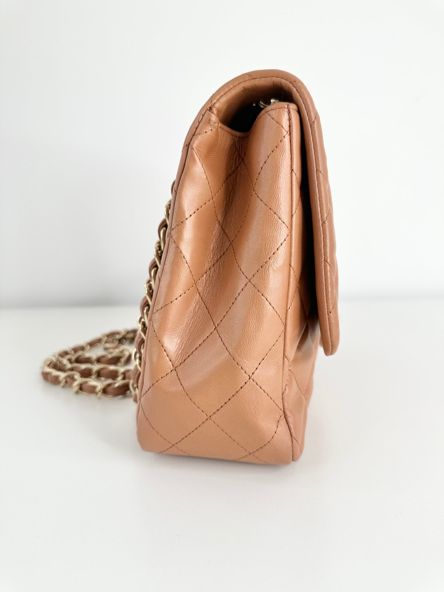 Quilted Lambskin Leather Jumbo Single Flap Bag